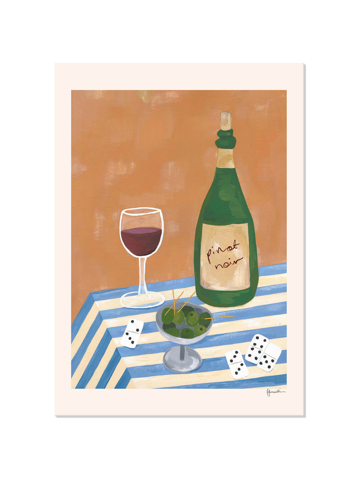 dominoes, olives & pinot noir - Frankie Penwill - Unframed |frame=Unframed|