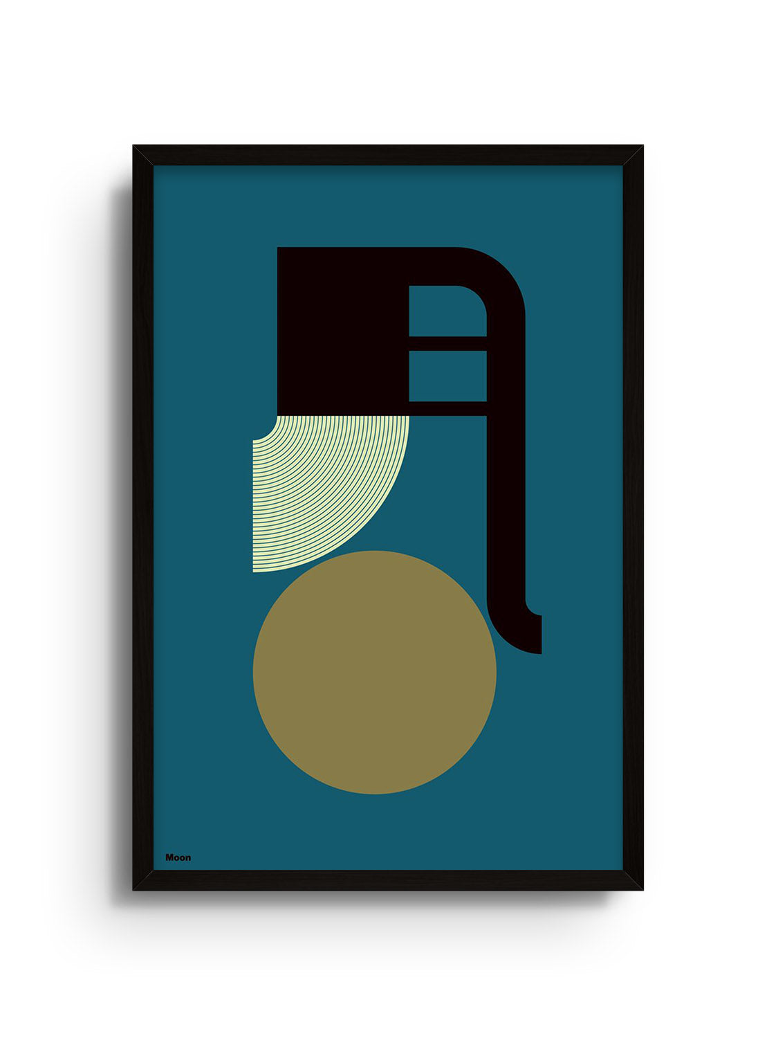 "月 (moon)" by Kenichi Minami in Black Frame, East Side Studio London, fine art print mockup.