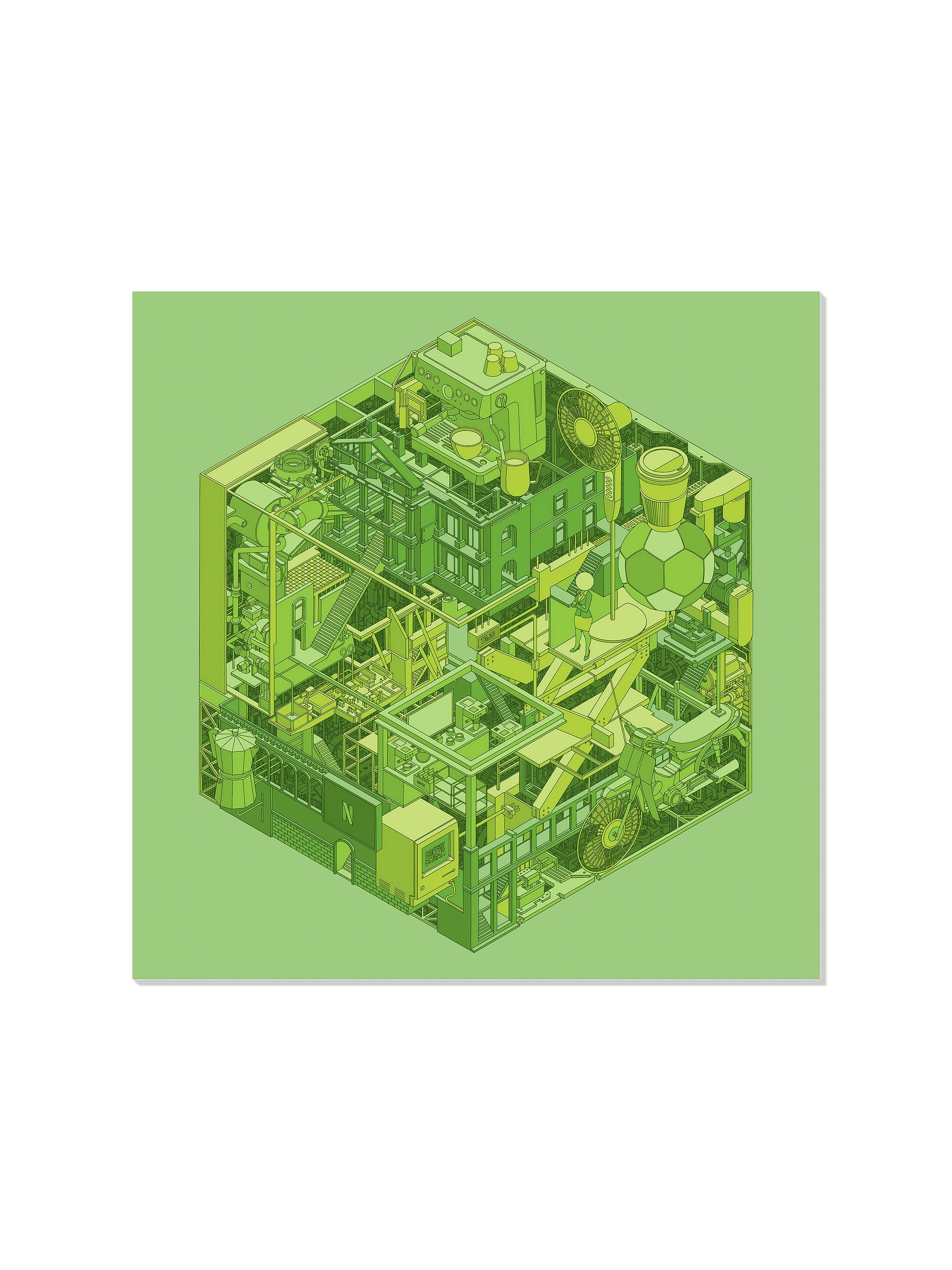 Green Coffee Break - Iván Casís Jr. - Unframed |frame=Unframed|