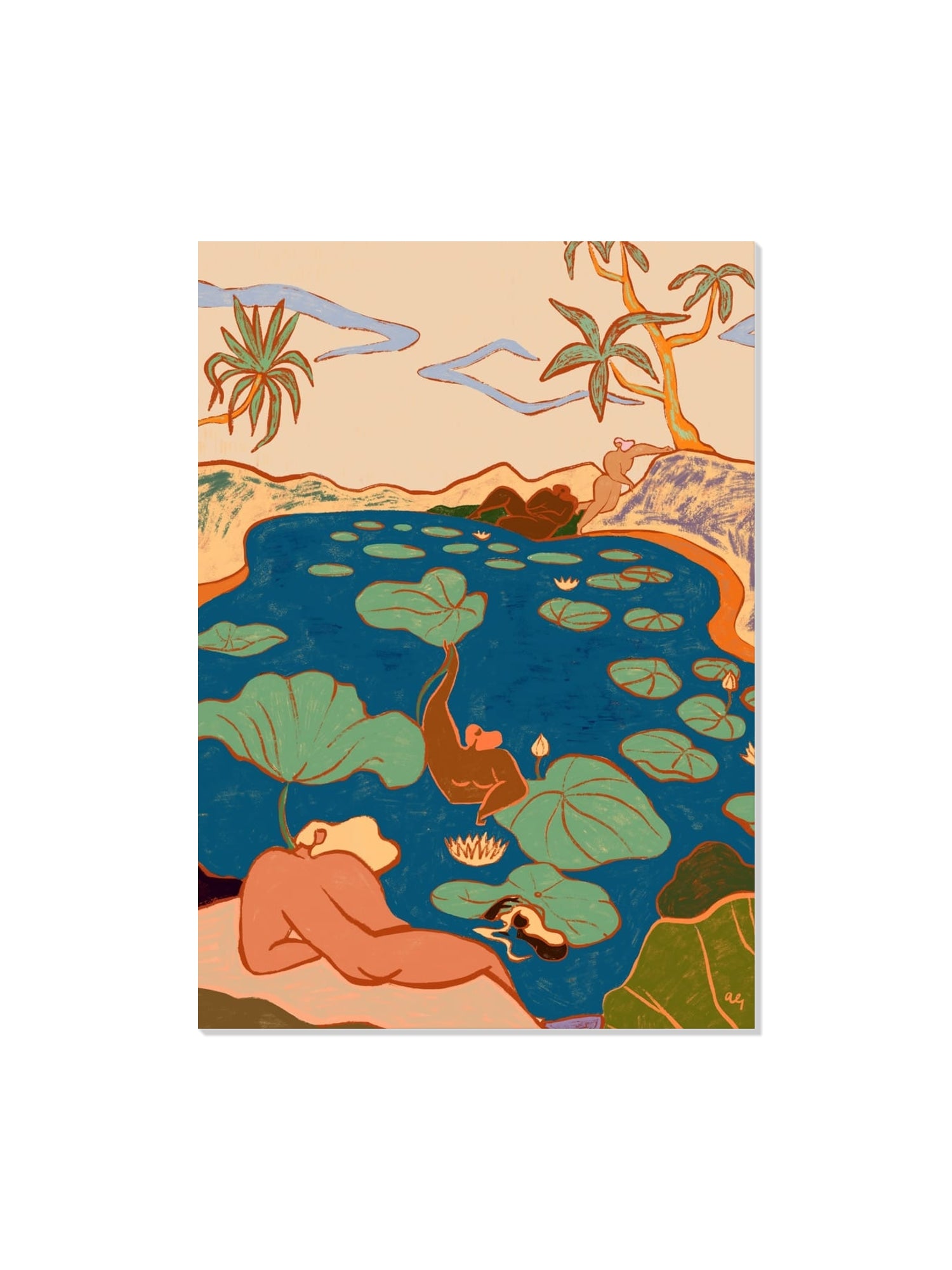 "By The Lily Pond" by Arty Guava, fine art print, unframed display |frame=Unframed|