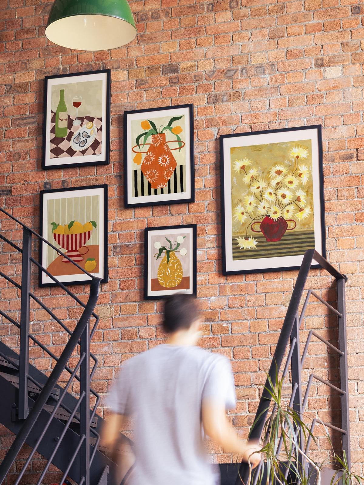 Yellow Flowers In Sun Vase - Frankie Penwill - A_GWBlack_300626 |type=gallerywall|