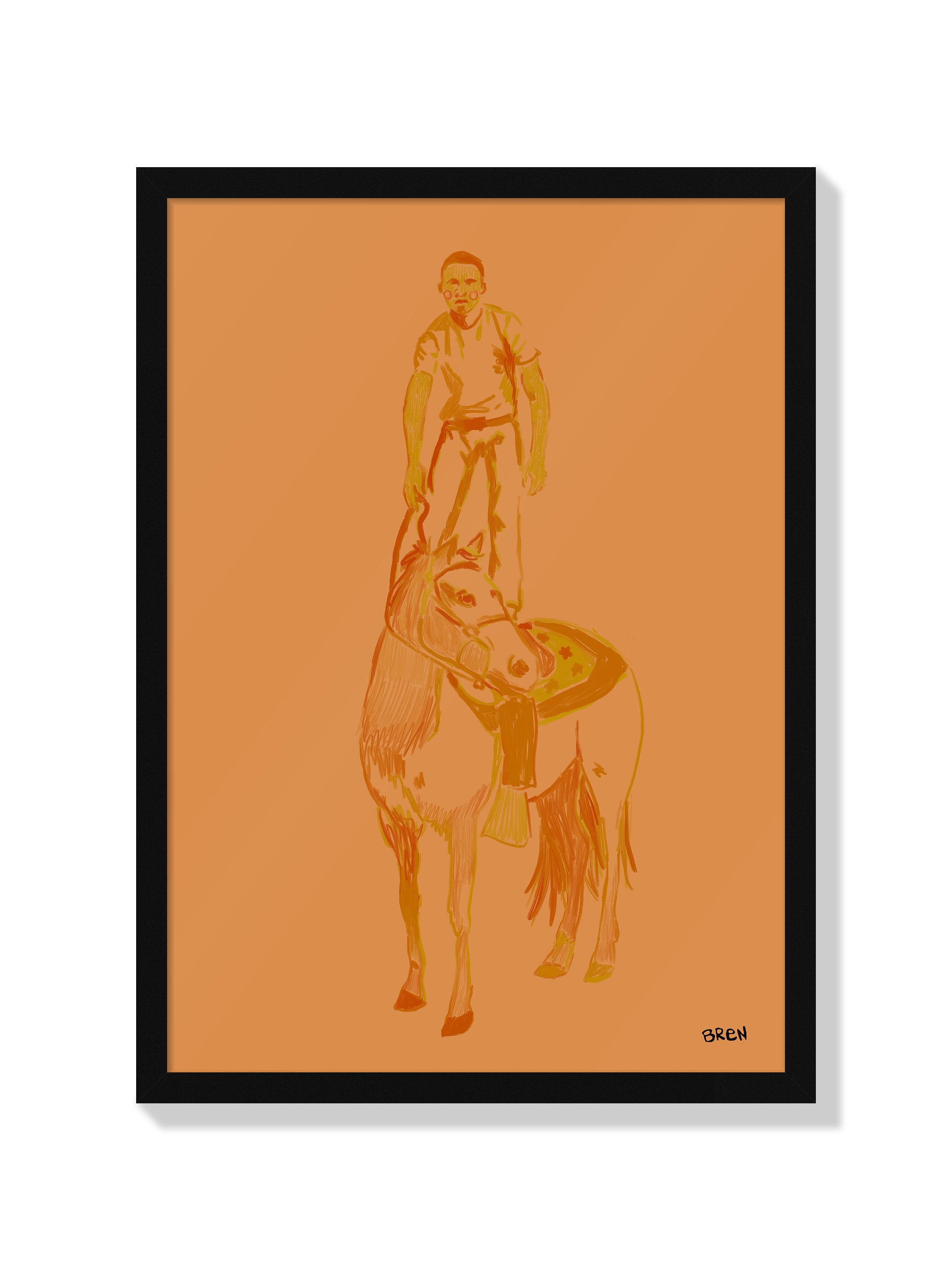 Man Standing on Horse - Scared of Moths - Black Frame |frame=Black Frame|