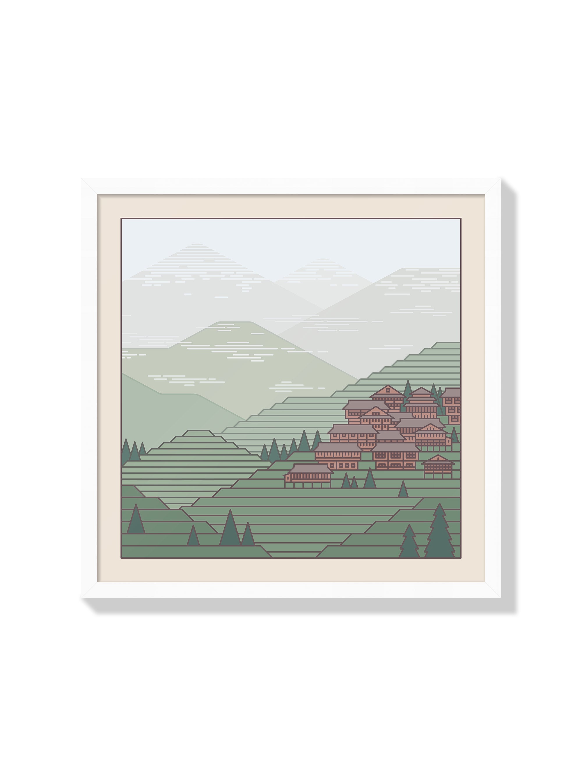 Settlements 15 – Rice Terraces, Southern China - Rick Crane - White Frame |frame=White Frame|