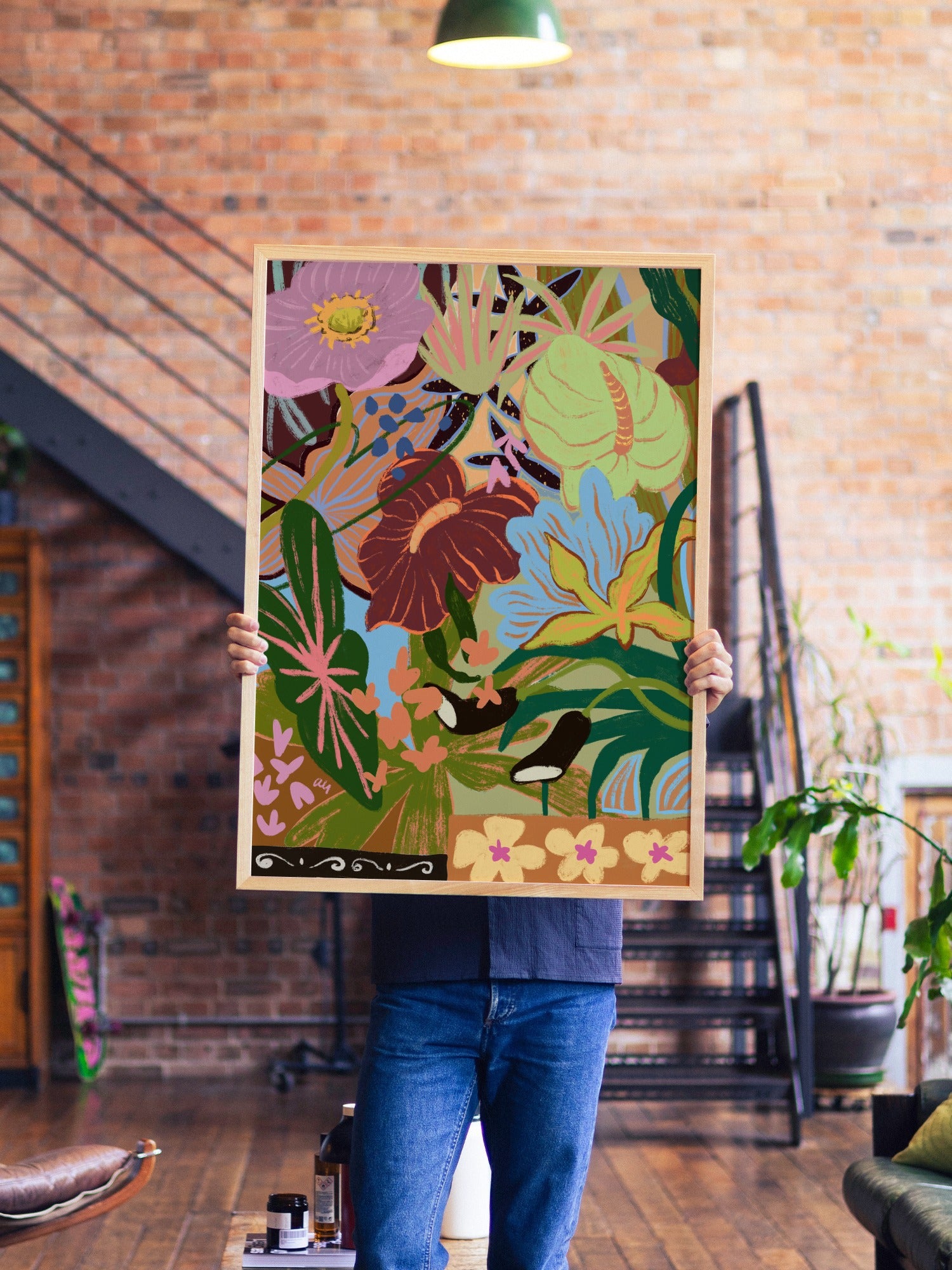 Wild Bouquet - Arty Guava - A1 - Natural Wood Frame |type=lifestyle|