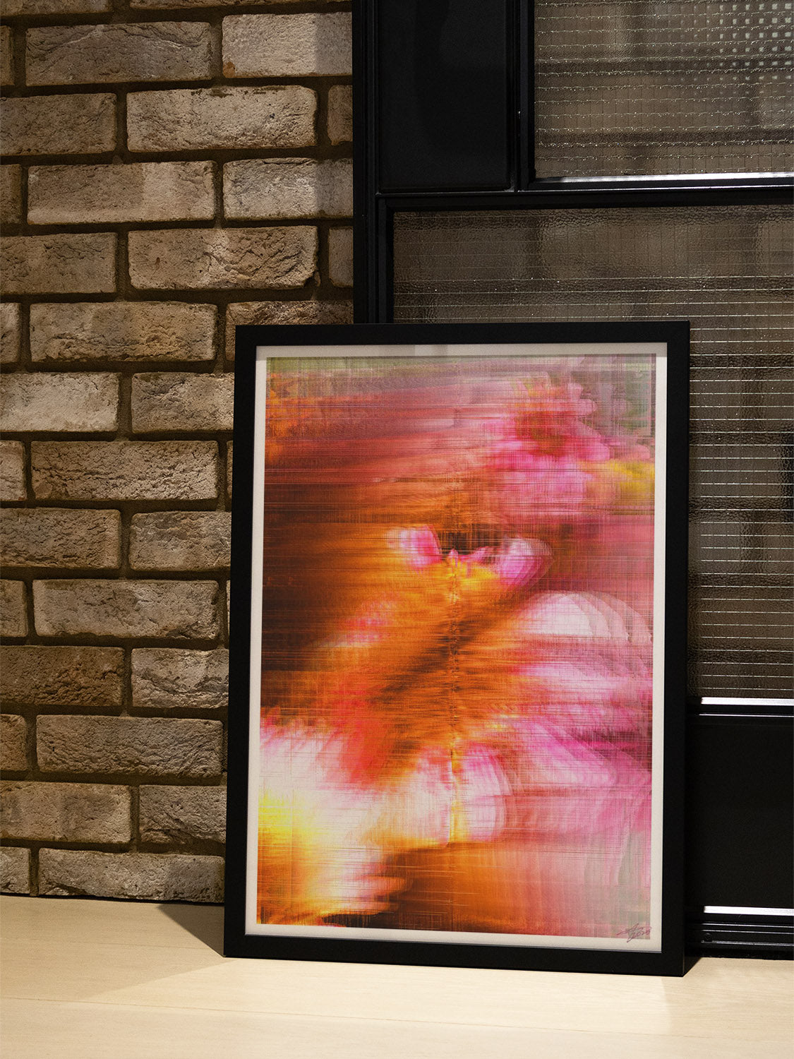 "Glitch 25.915 Flwr.001" by Aaron Borchardt in styled interior setting at East Side Studio London.