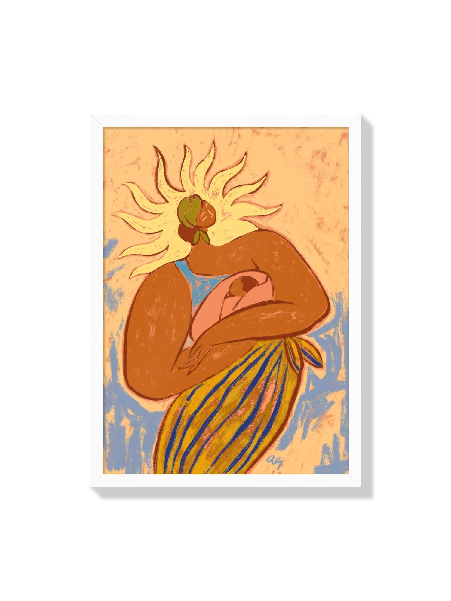 "She Is The Sun" by Arty Guava displayed in white frame fine art print. Perfect for modern home or office decor. |frame=White Frame|
