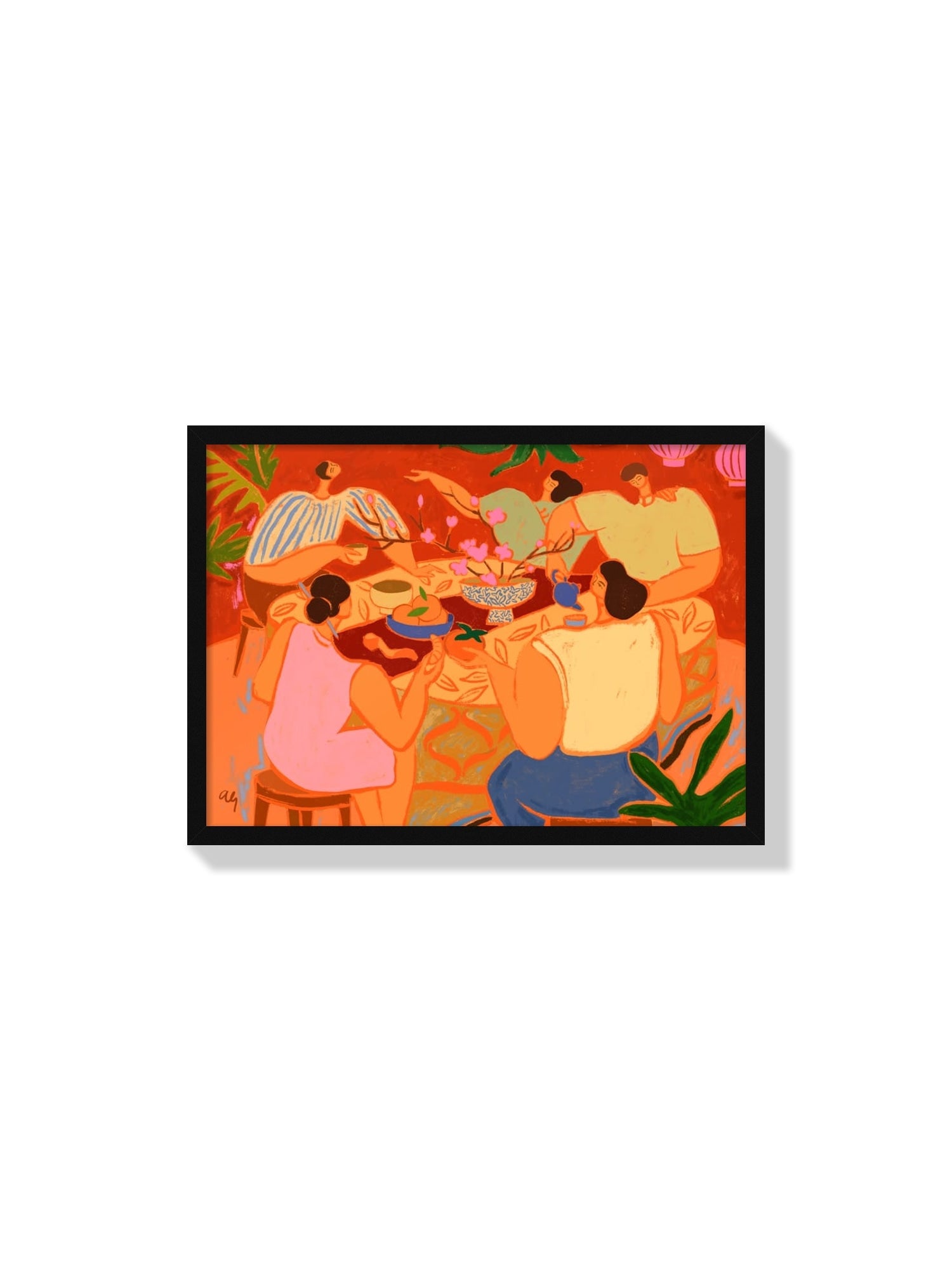 "Reunion" by Arty Guava, fine art print in black frame, showcasing vibrant abstract designs. |frame=Black Frame|