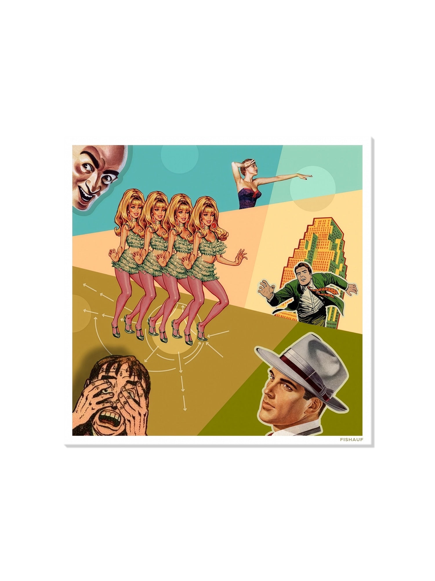 "GO GO" fine art print by Louis Fishauf, unframed, showcasing vibrant design without a frame for modern home decor. |frame=Unframed|