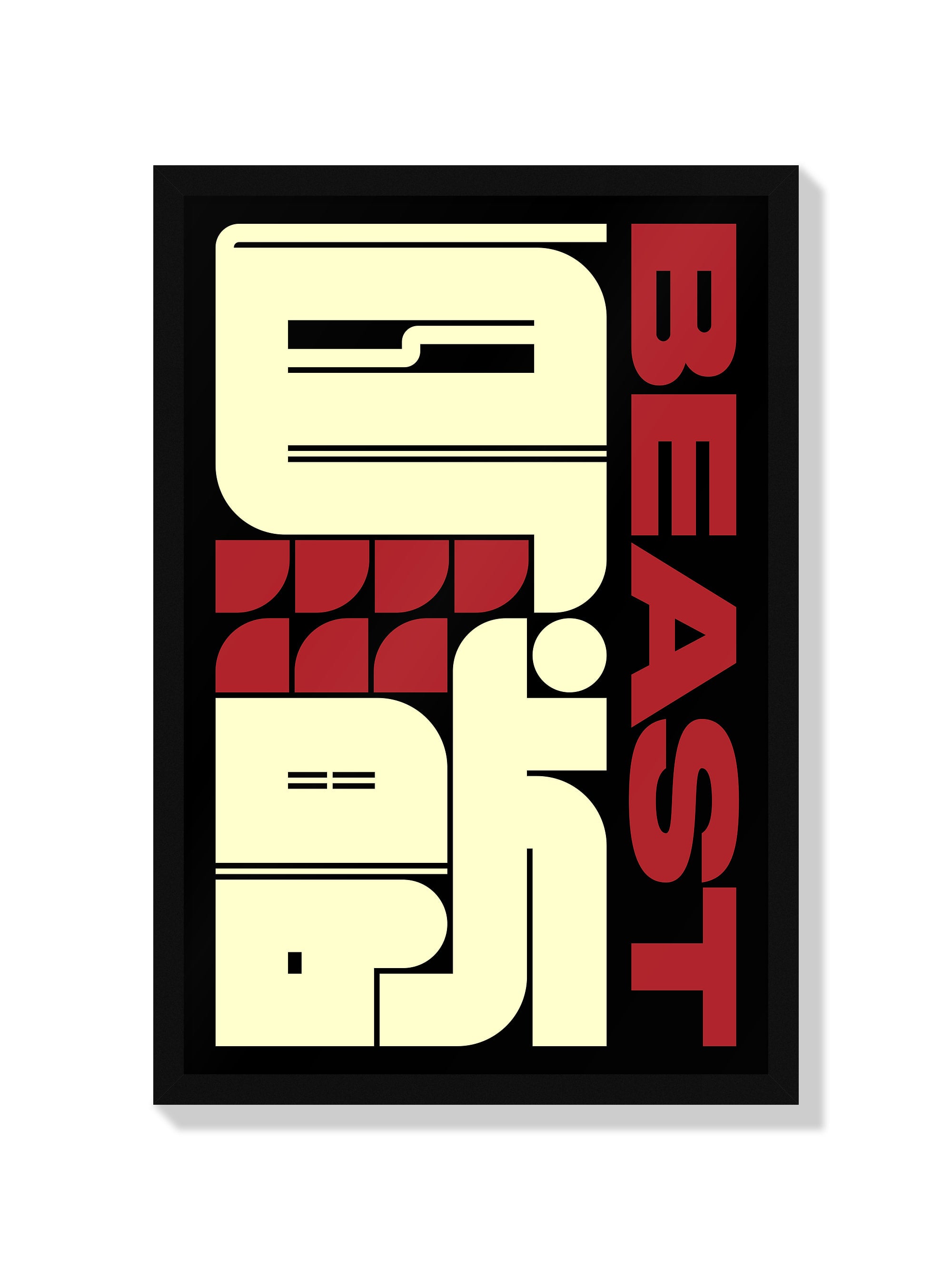 "鳥獣#2 (Beast)" by Kenichi Minami, fine art print in black frame, featuring abstract animal forms. |frame=Black Frame|