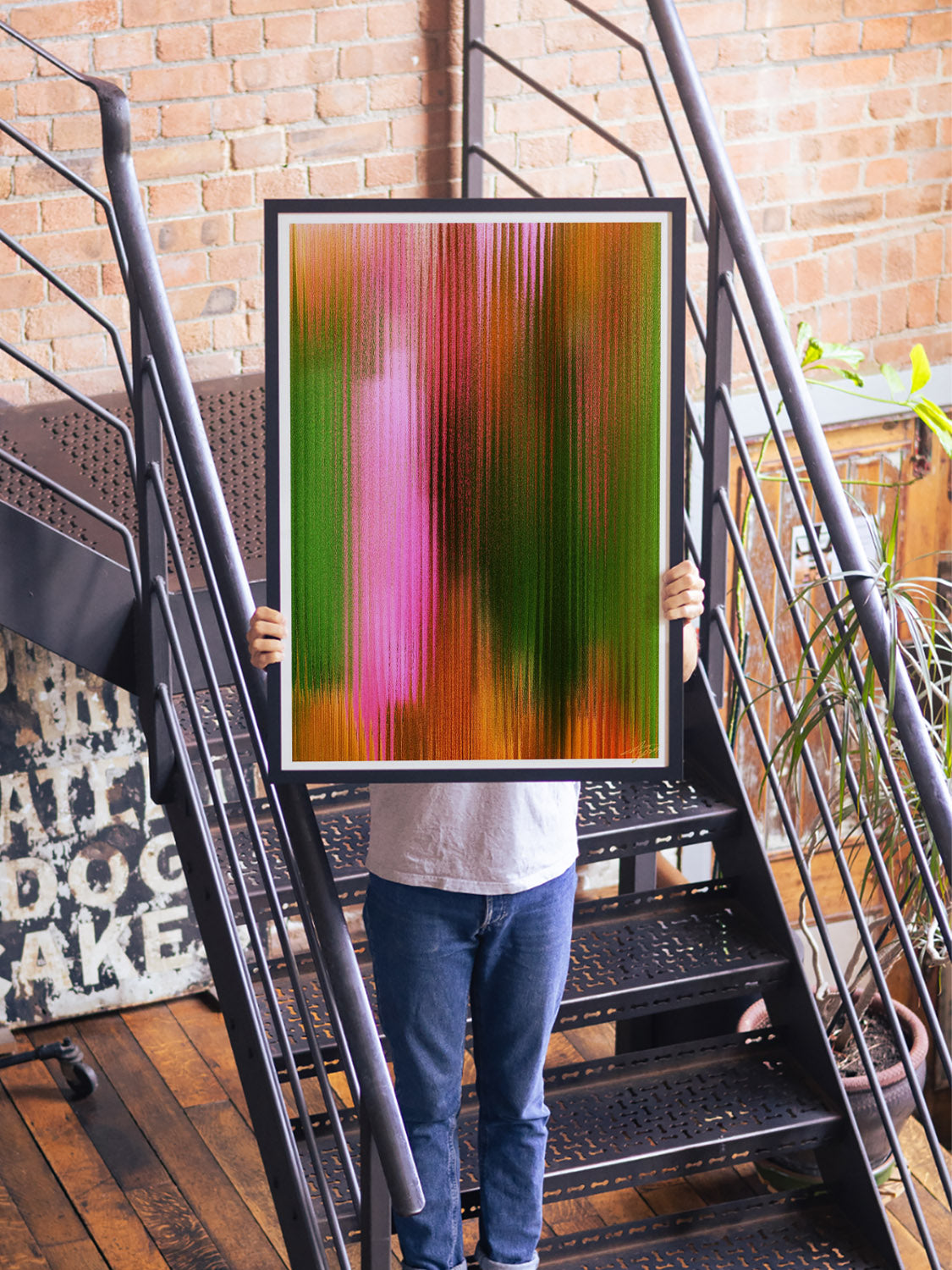 "Glitch 25.915 Hazy Delight" by Aaron Borchardt in styled interior setting, lifestyle photo, East Side Studio London.