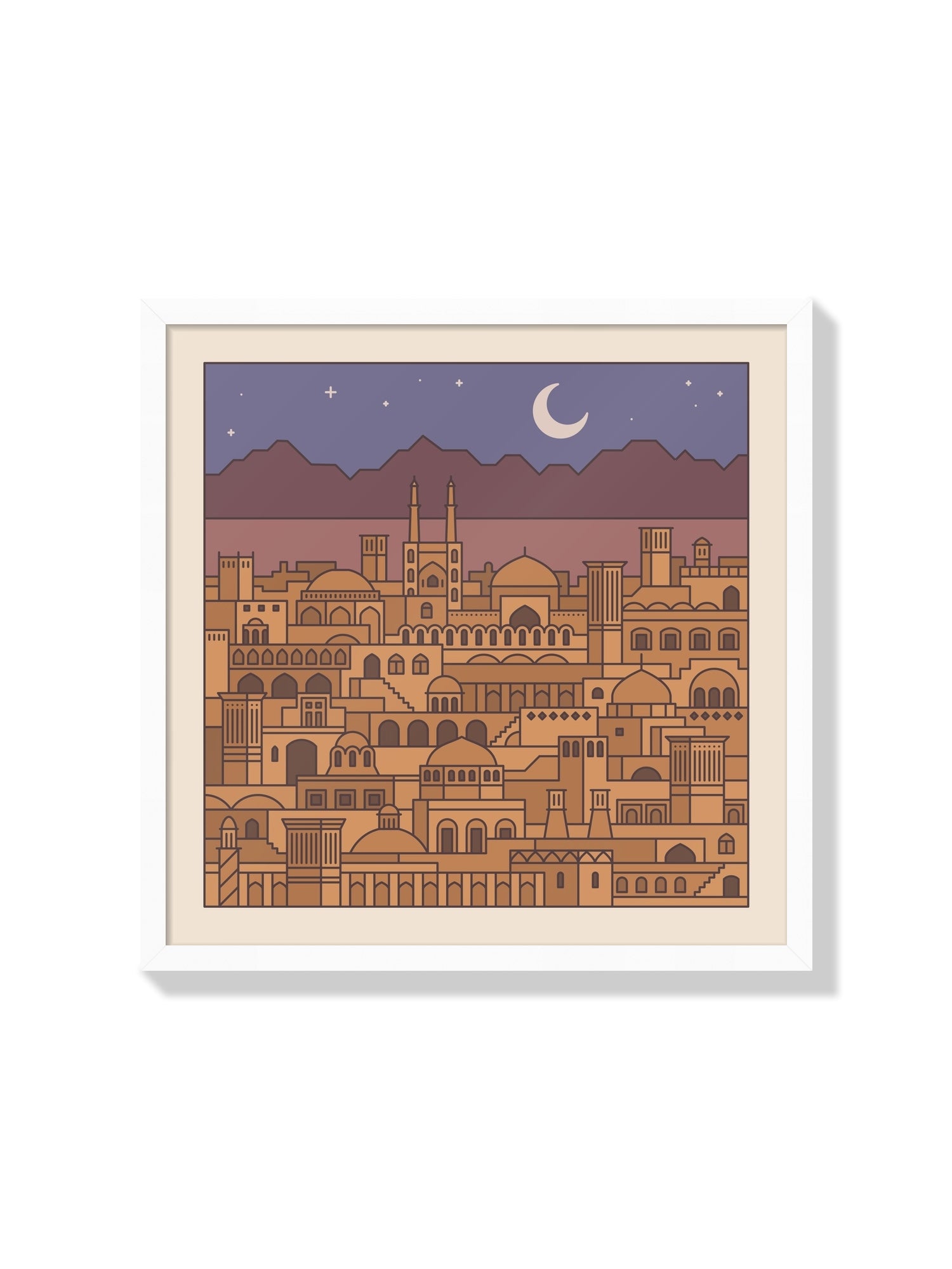 "Settlements 06 – Yazd, Iran" by Rick Crane shown as fine art print in white frame. |frame=White Frame|