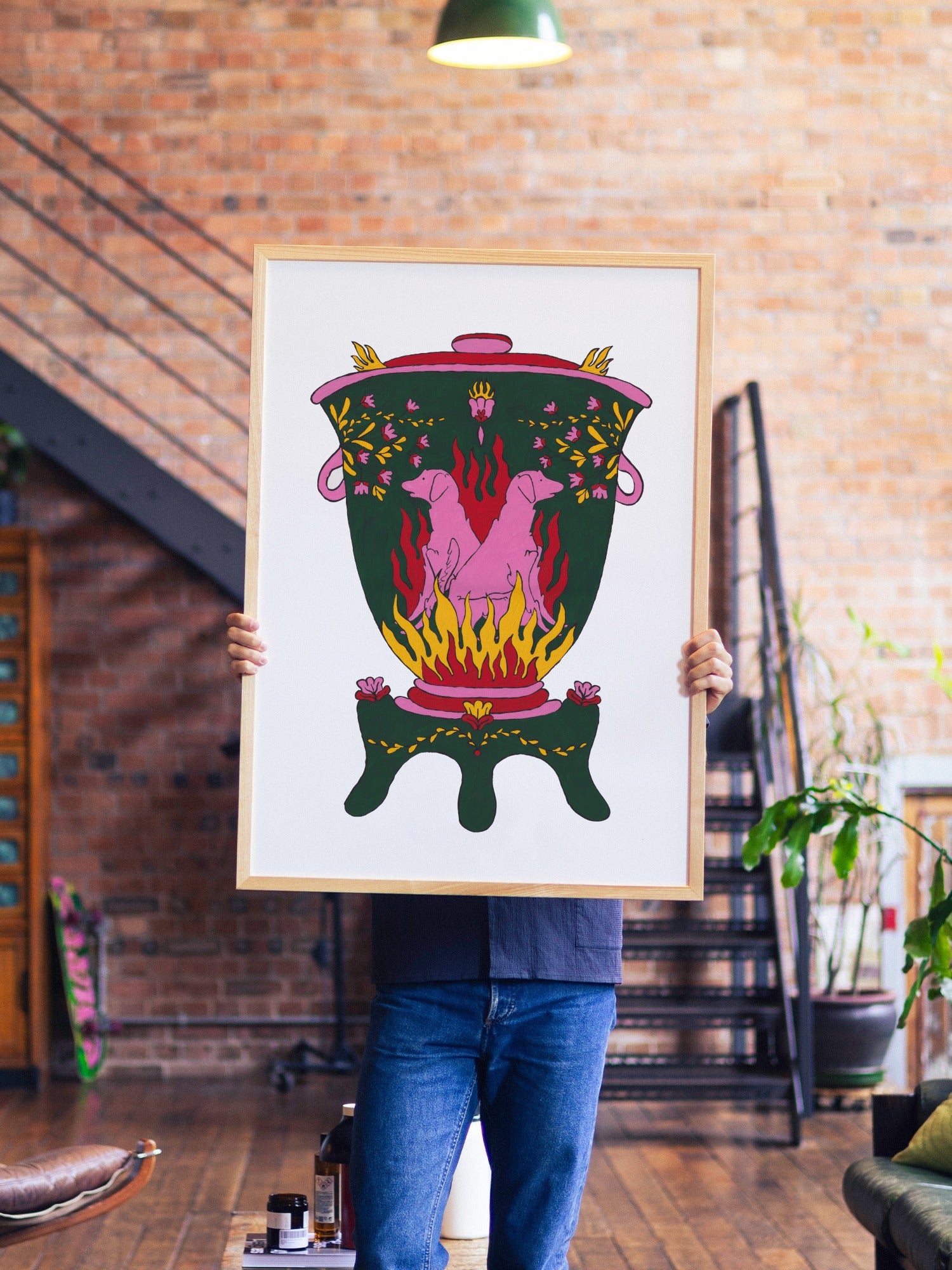 Guardians of the Flame - Maria Barrera - A1 - Natural Wood Frame |type=lifestyle|
