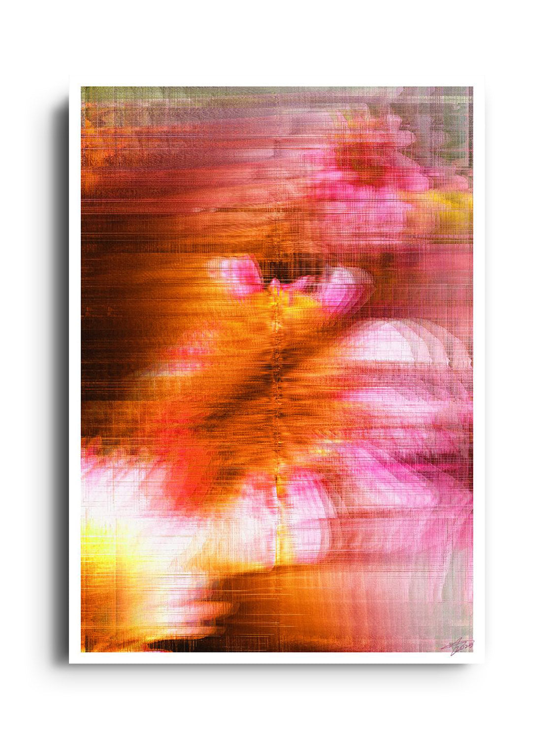 "Glitch 25.915 Flwr.001" by Aaron Borchardt, unframed, East Side Studio London fine art print mockup.