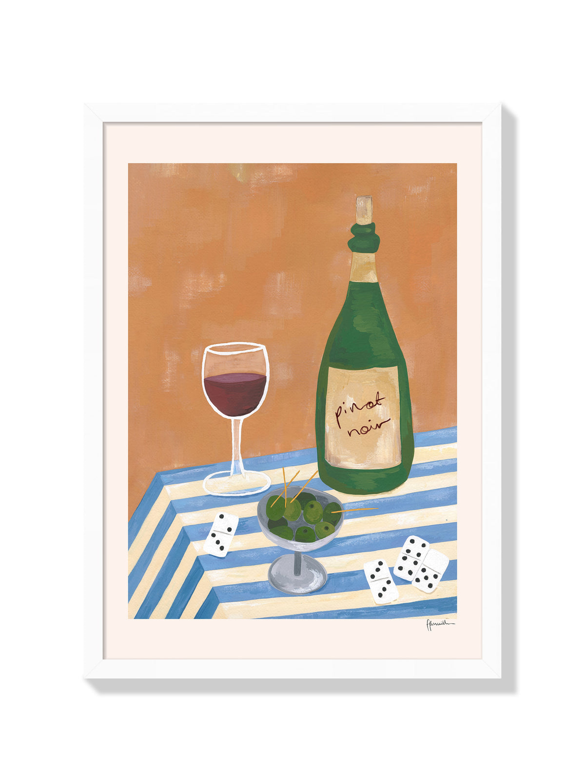 dominoes, olives & pinot noir - Frankie Penwill - White Frame |frame=White Frame|