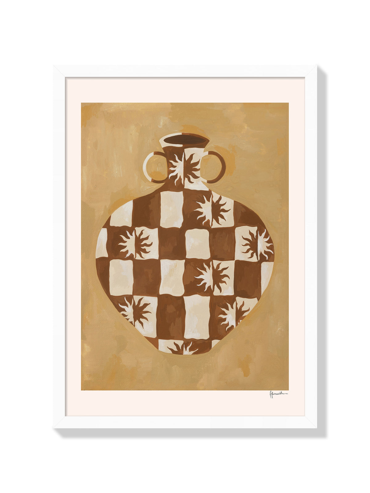 Checkered Sun Vase - Frankie Penwill - White Frame |frame=White Frame|