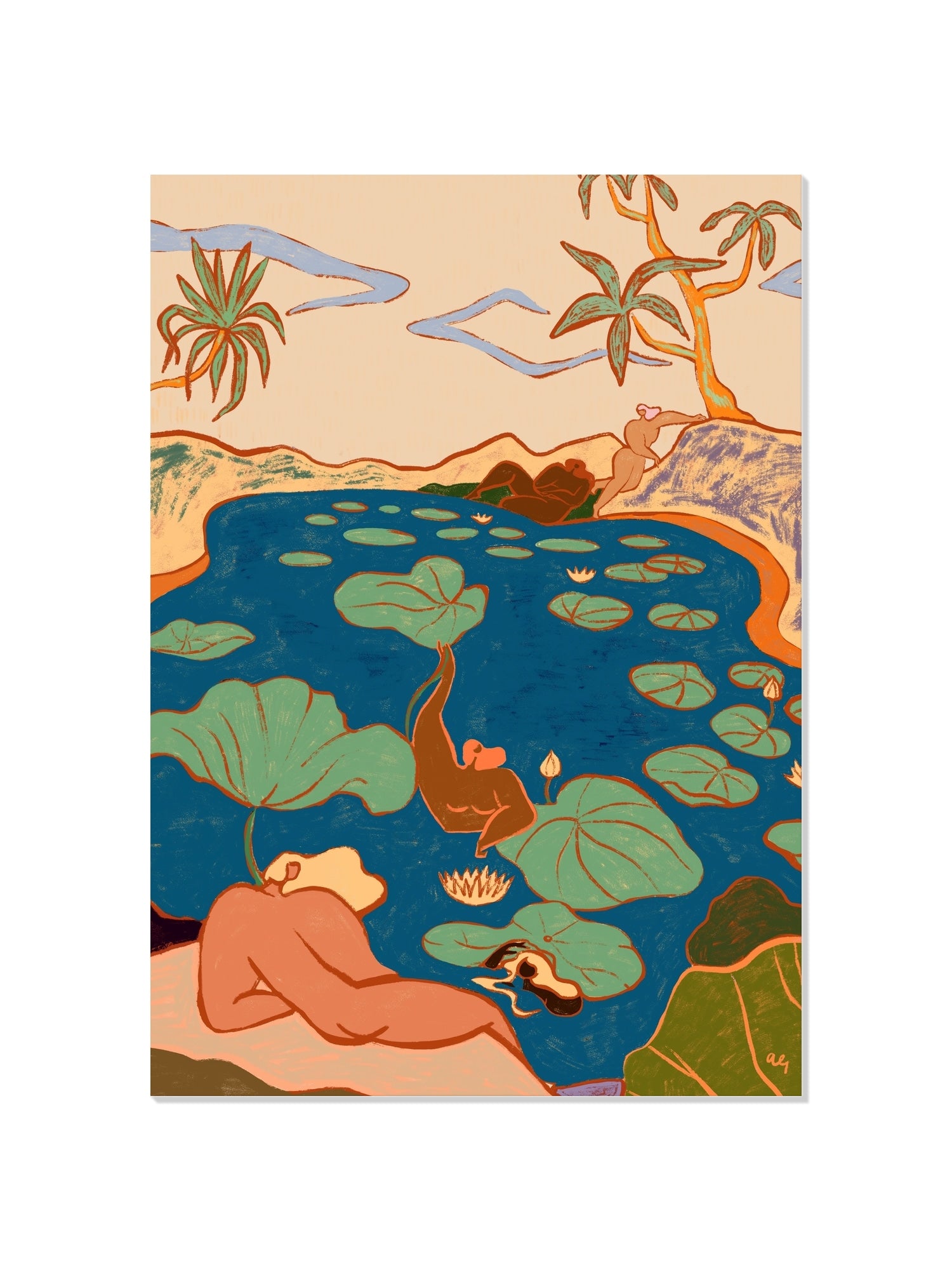 By The Lily Pond - Arty Guava - Unframed |frame=Unframed|