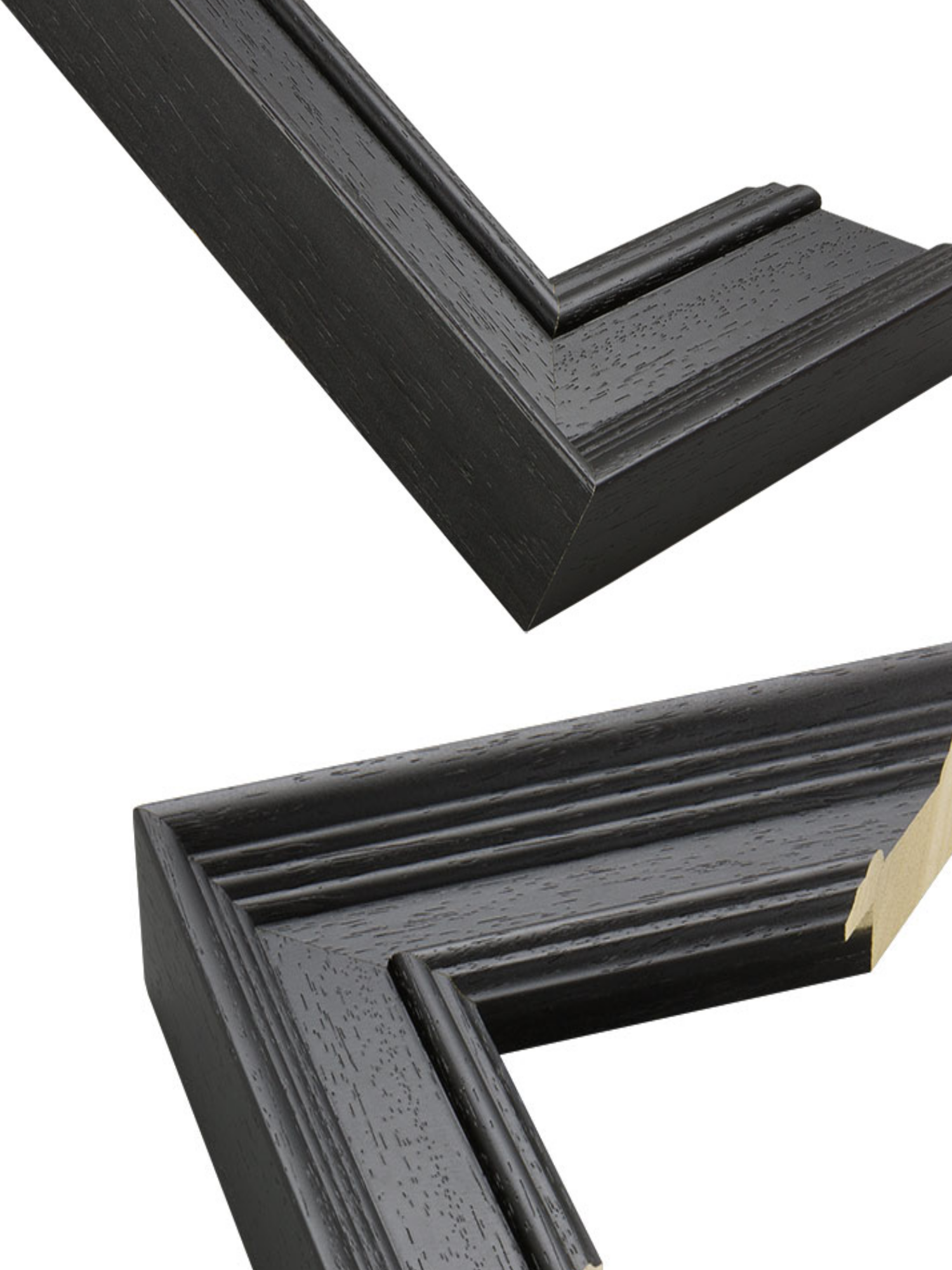 Wide Black Grain - Step picture frame chevron view