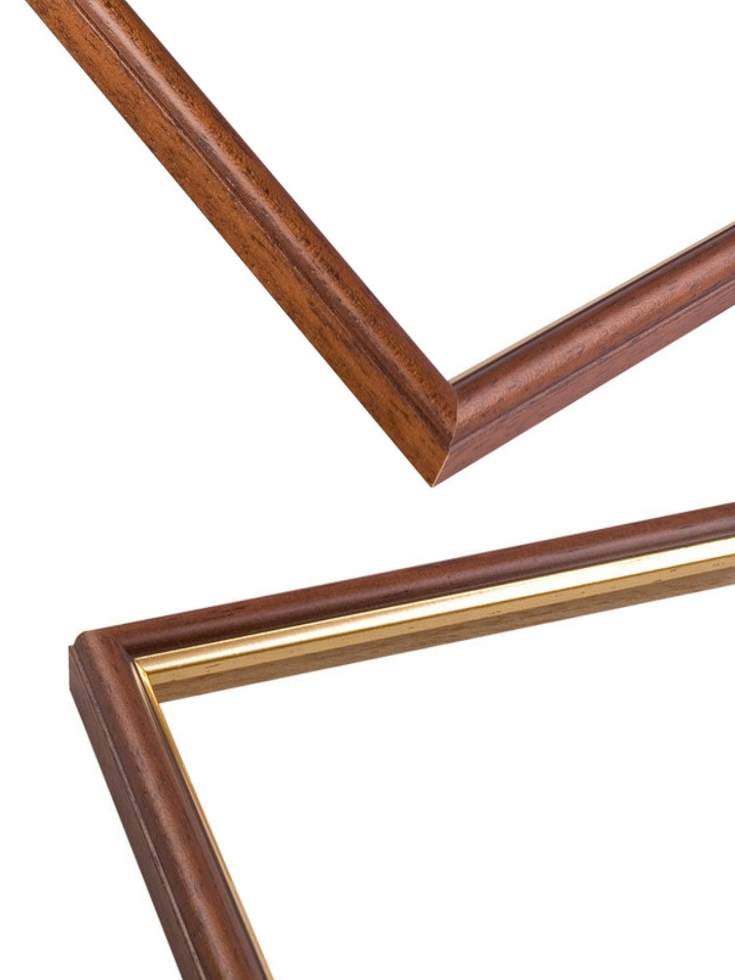 Antique Walnut & Gold - Slim picture frame chevron view