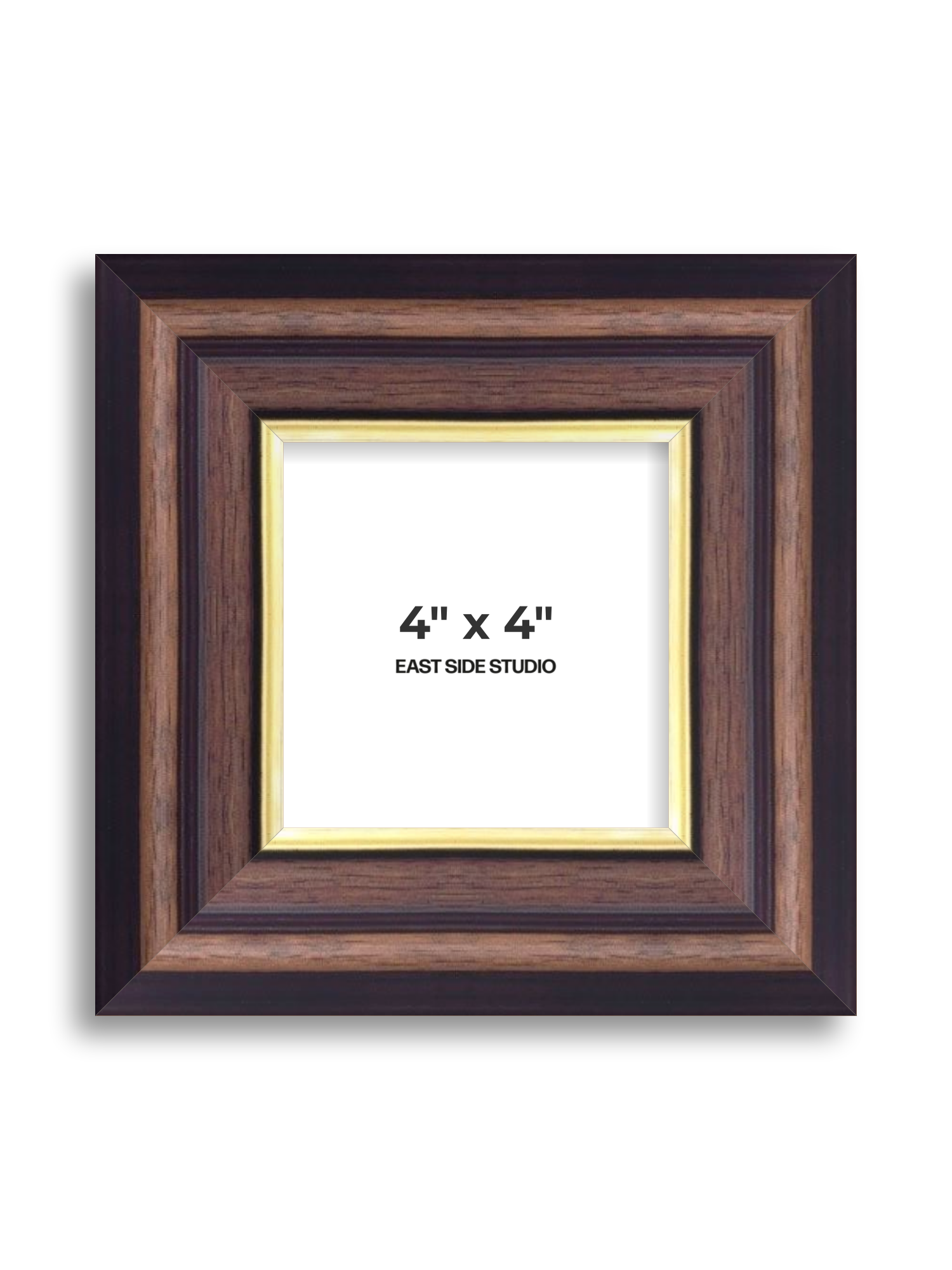 Antique Walnut & Gold 4" x 4" picture frame