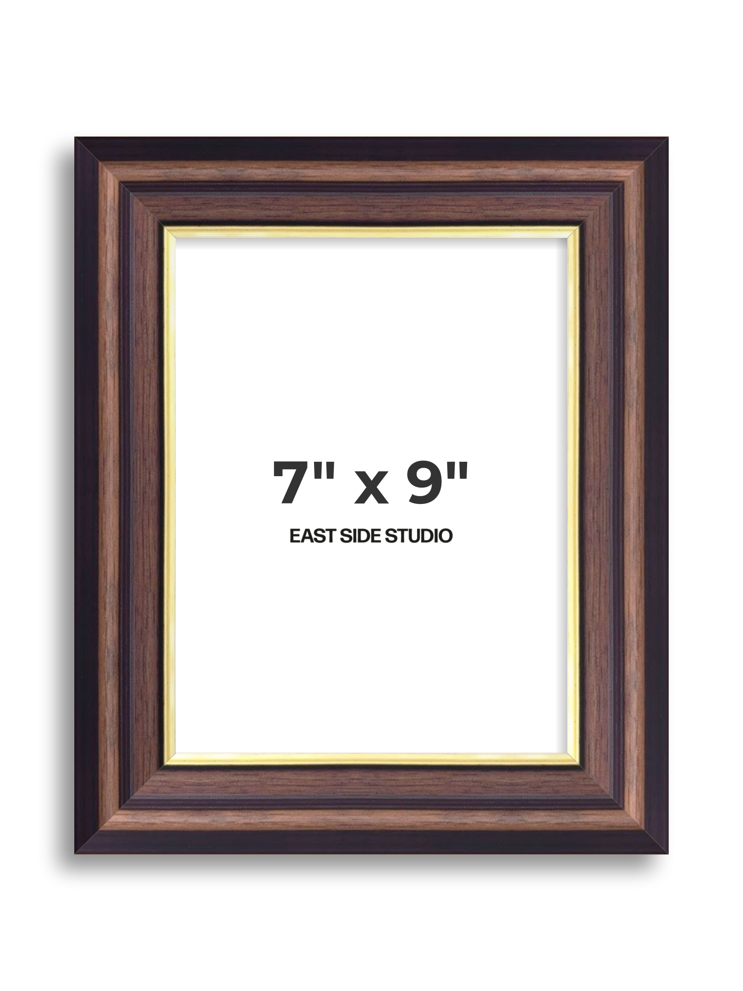 Antique Walnut & Gold 7" x 9" picture frame