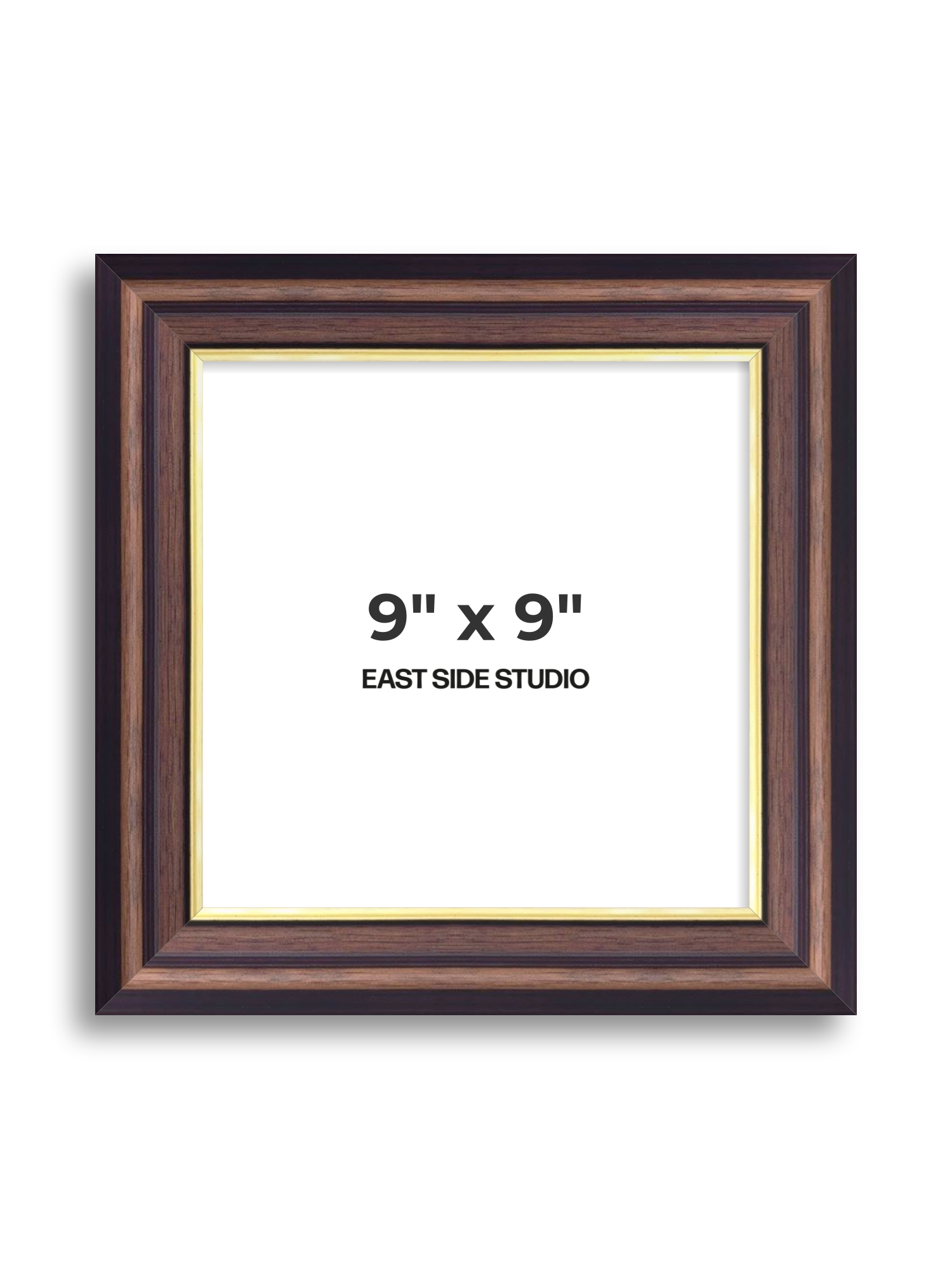 Antique Walnut & Gold 9" x 9" picture frame