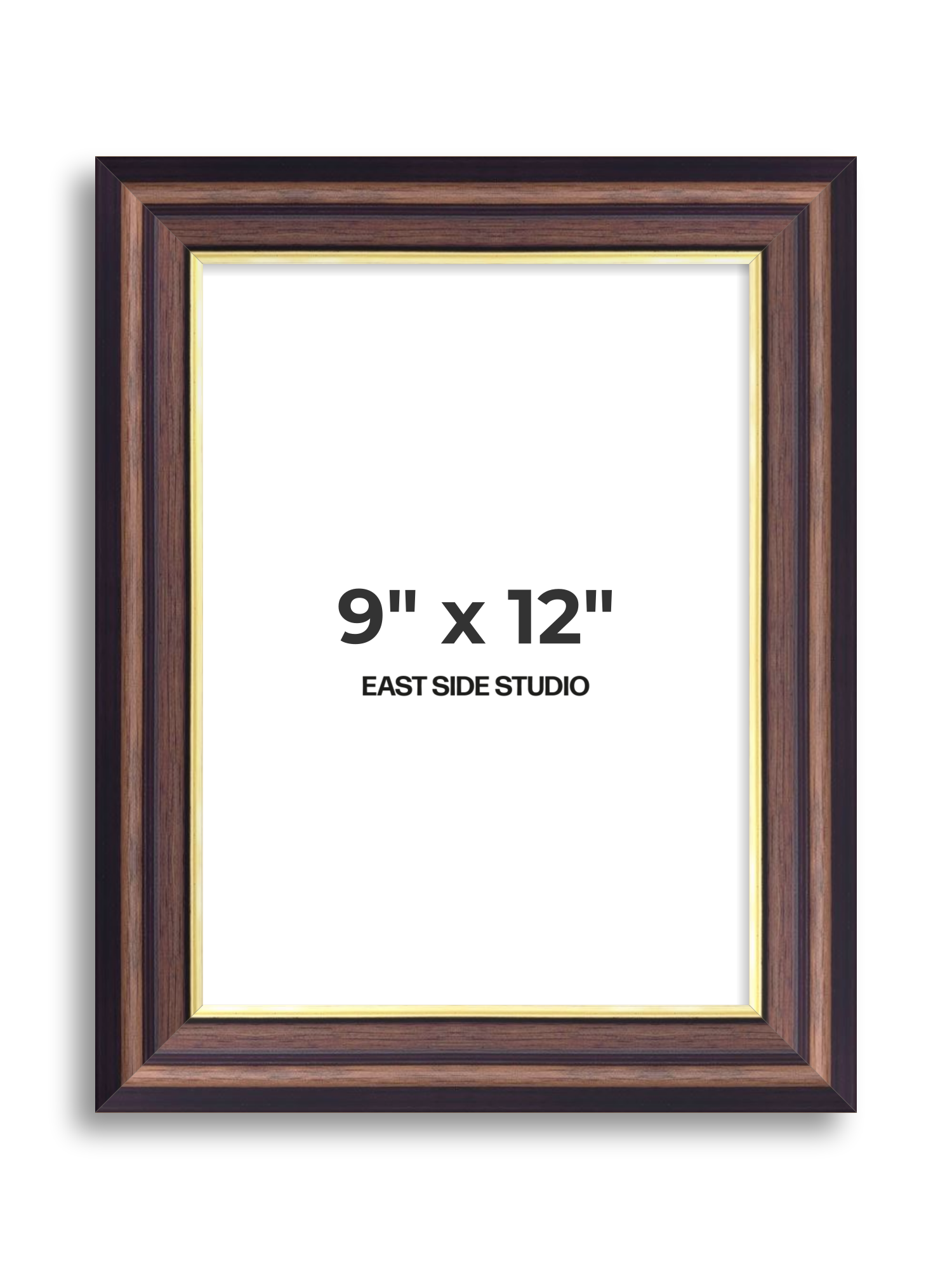 Antique Walnut & Gold 9" x 12" picture frame