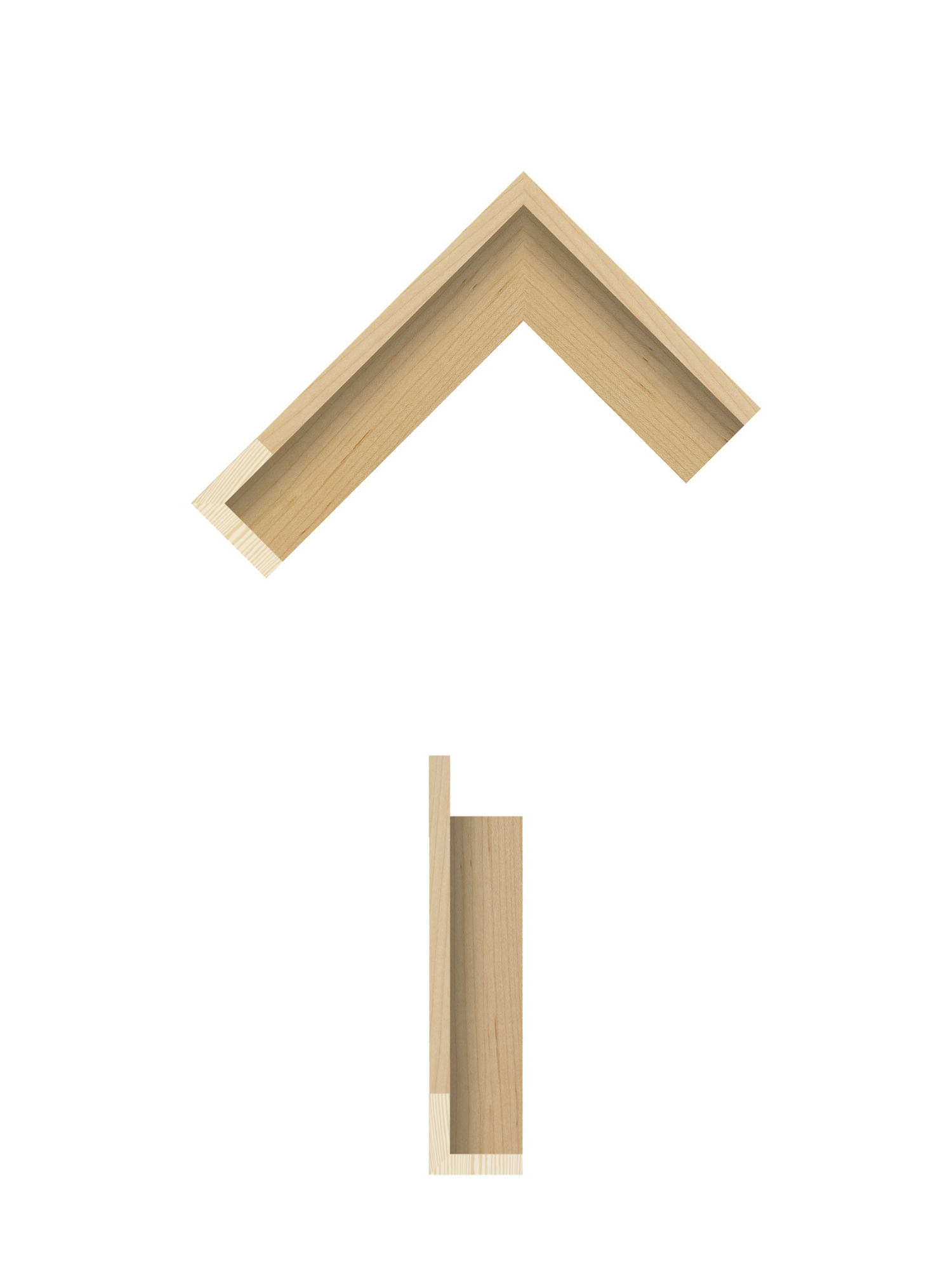 Maple canvas tray frame corner and side profile