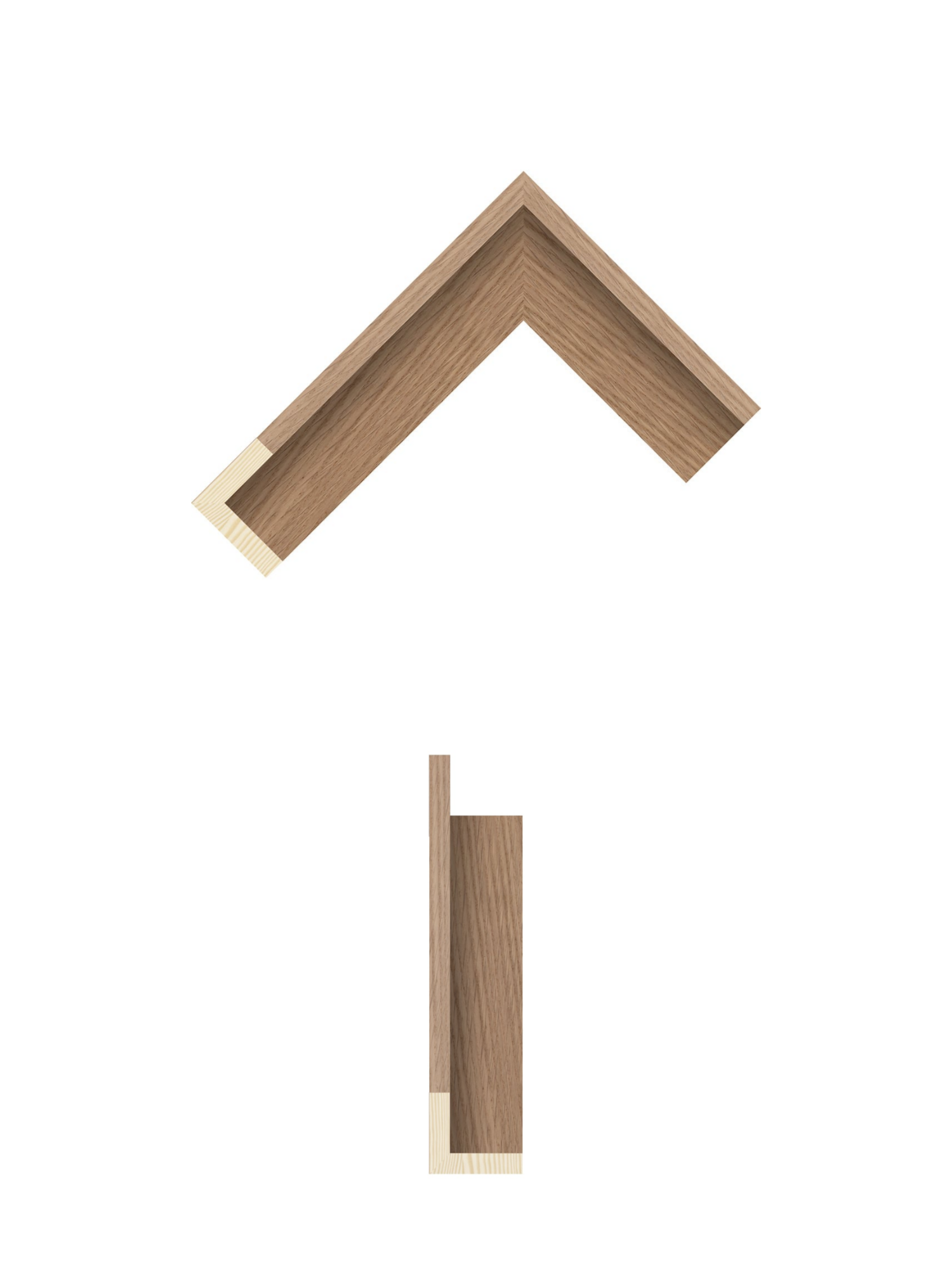 Oak canvas tray frame corner and side profile