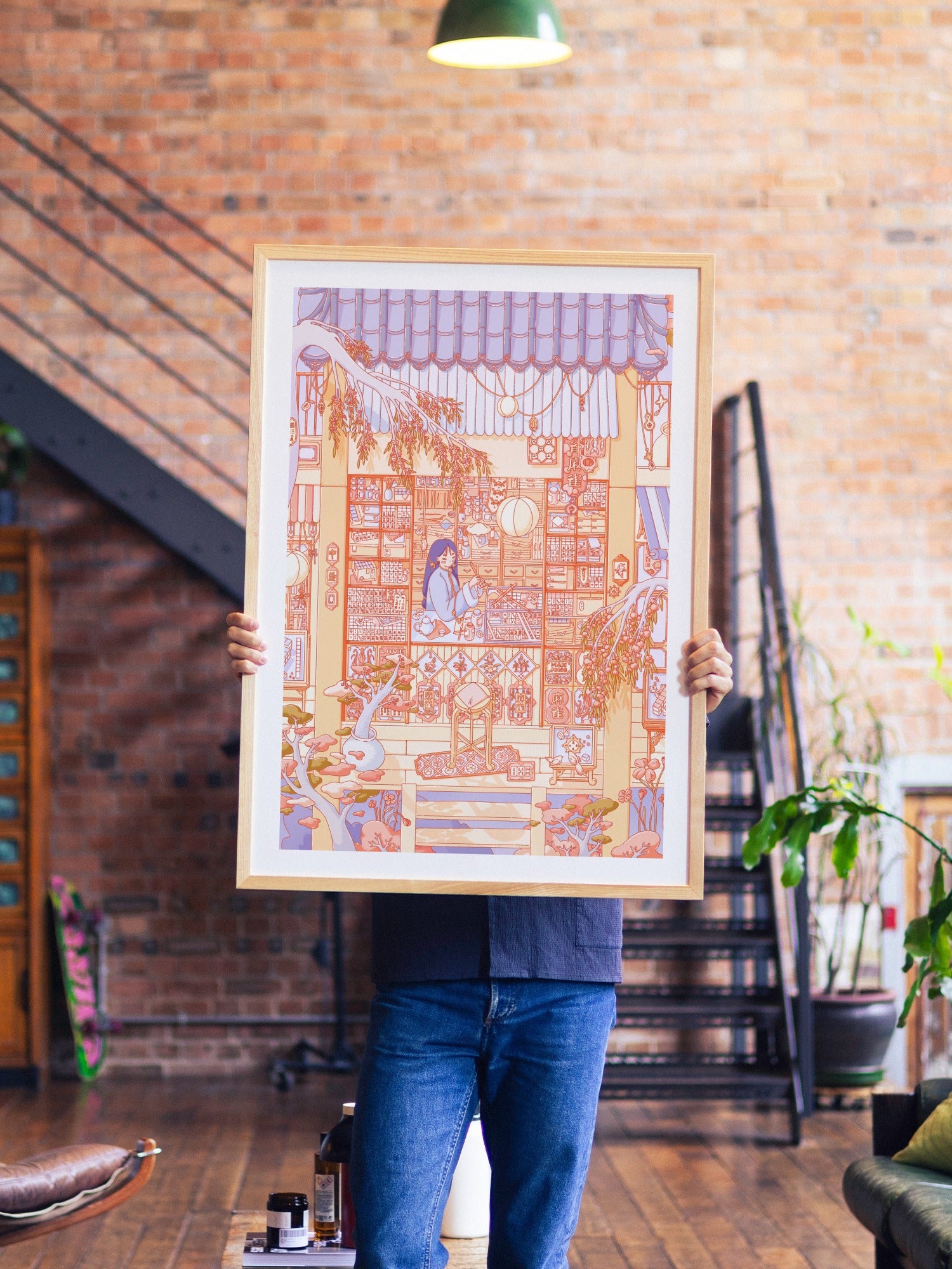 Mahjong Carver - Laurenleely - A1 - Natural Wood Frame |frame=A1 - Natural Wood Frame| |type=lifestyle|