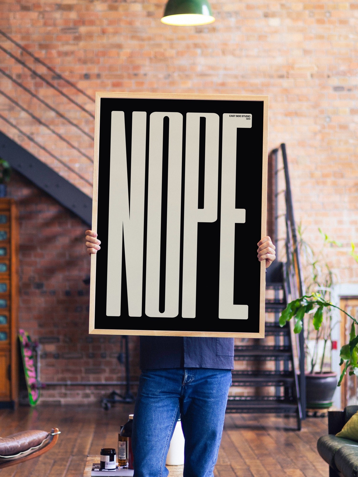 NOPE - Off White - A1 - Natural Wood Frame |frame=A1 - Natural Wood Frame| |type=lifestyle|