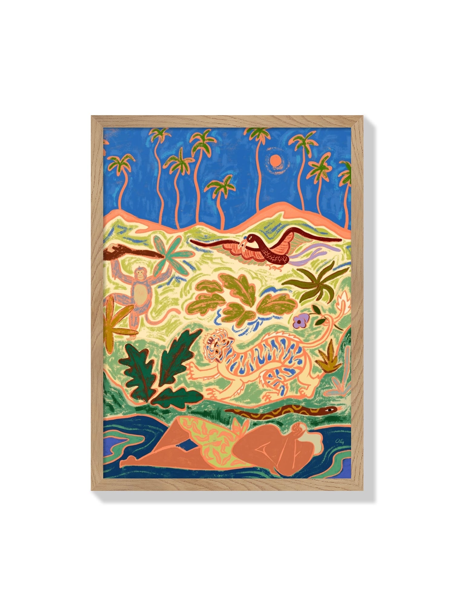 "Wild World" by Arty Guava fine art print in natural frame. |frame=Natural Frame|