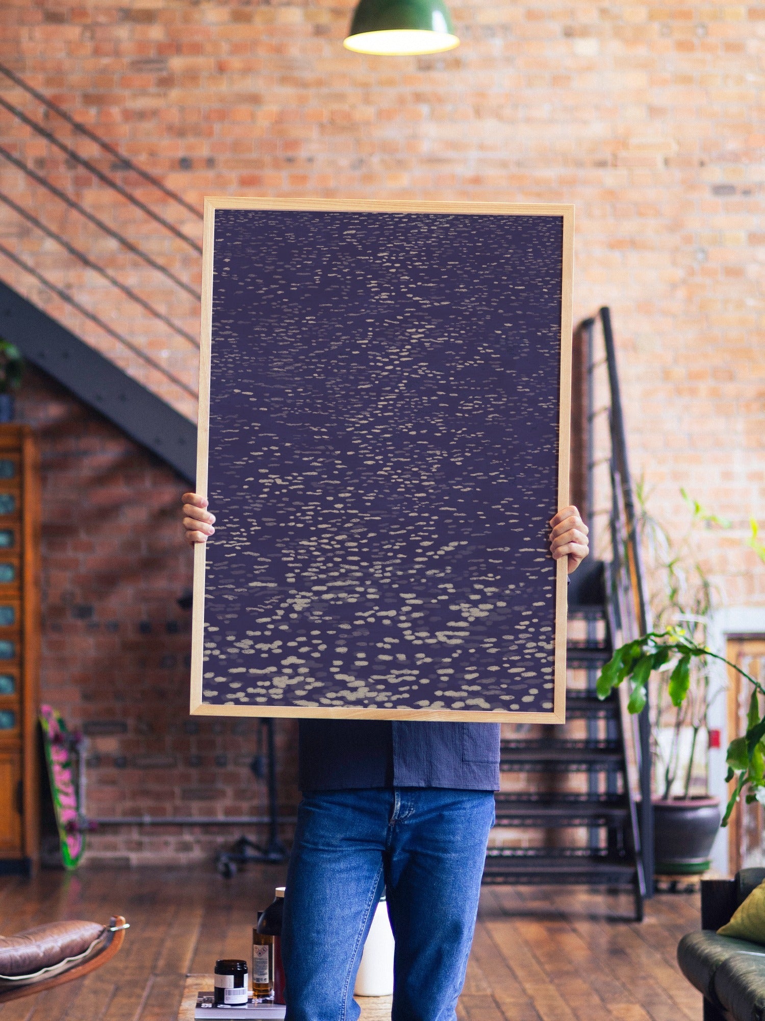 The Sea (moonlight Variation) - Sophie Deller - A1 - Natural Wood Frame |type=lifestyle|
