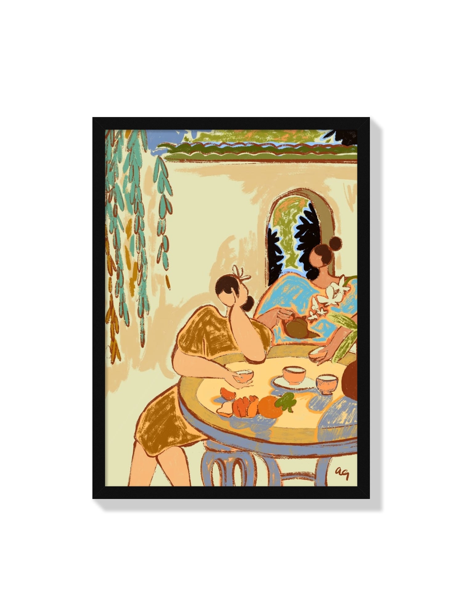 "Tea Ceremony" by Arty Guava, fine art print in black frame. |frame=Black Frame|