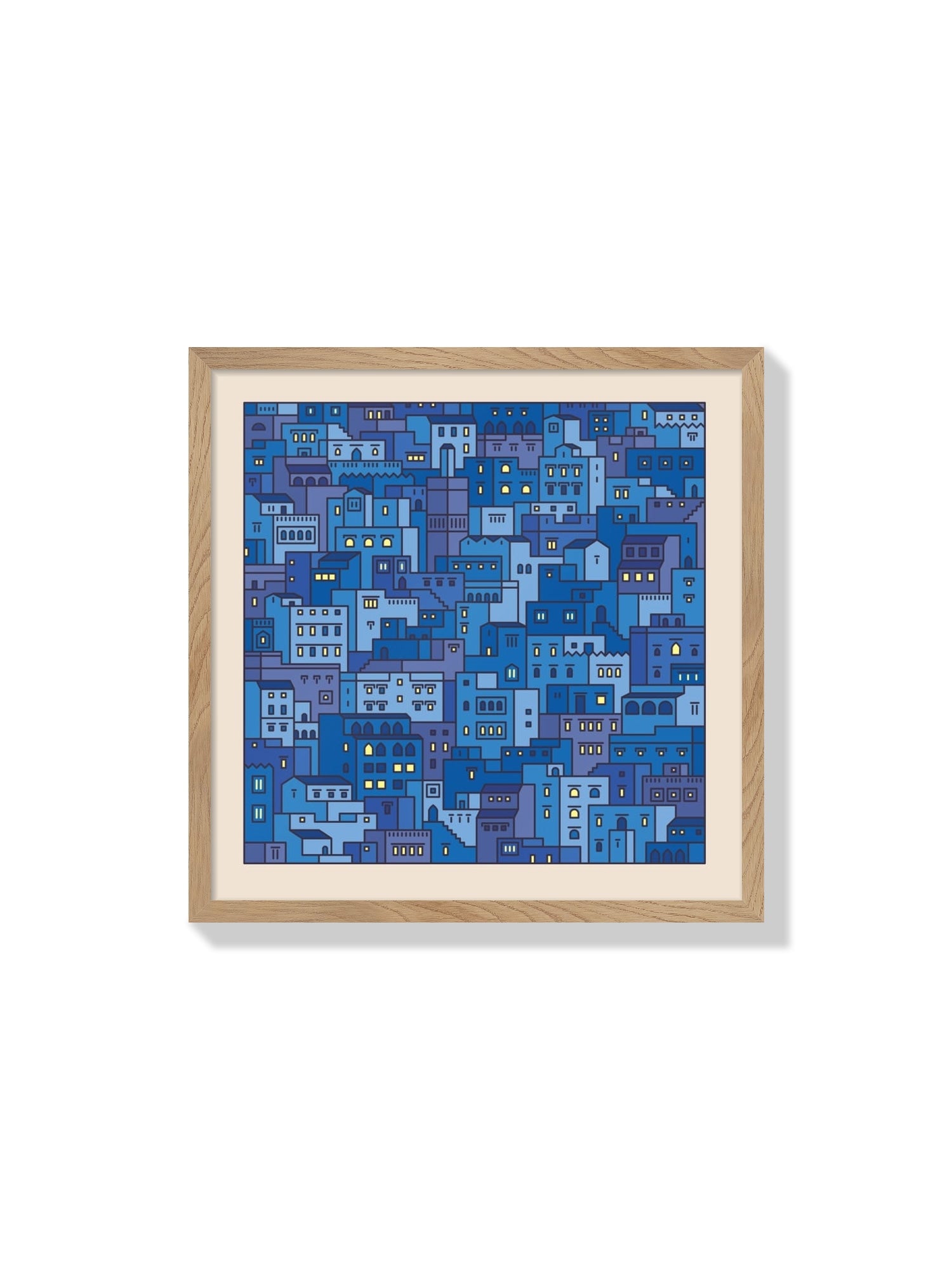 "Settlements 04 – Chefchaouen, Morocco" by Rick Crane in a Natural Frame fine art print display. |frame=Natural Frame|