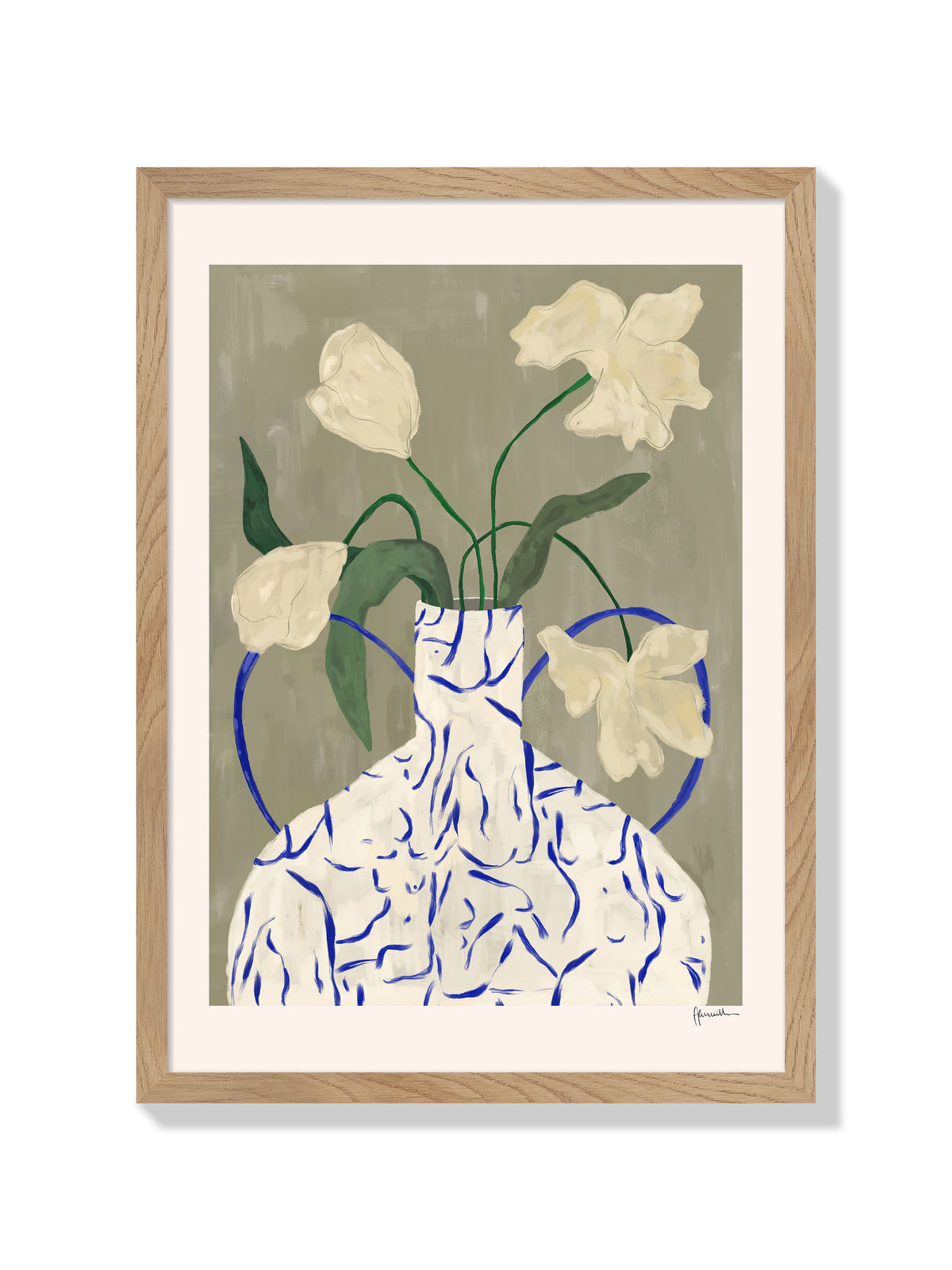 off white flowers in lady vase - Frankie Penwill - Natural Frame |frame=Natural Frame|