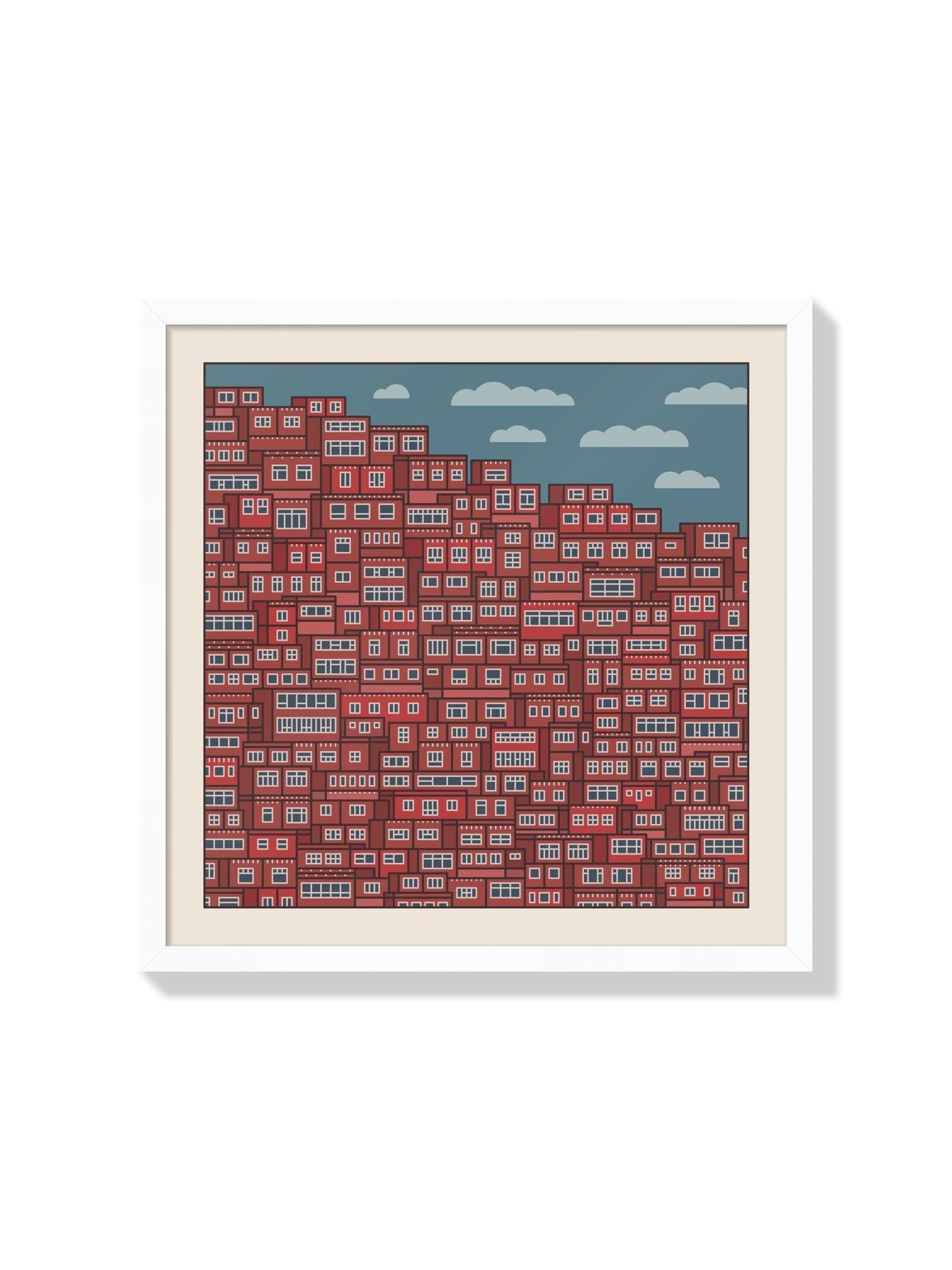 "Settlements 10 – Larung Gar, China" by Rick Crane, fine art print in white frame |frame=White Frame|