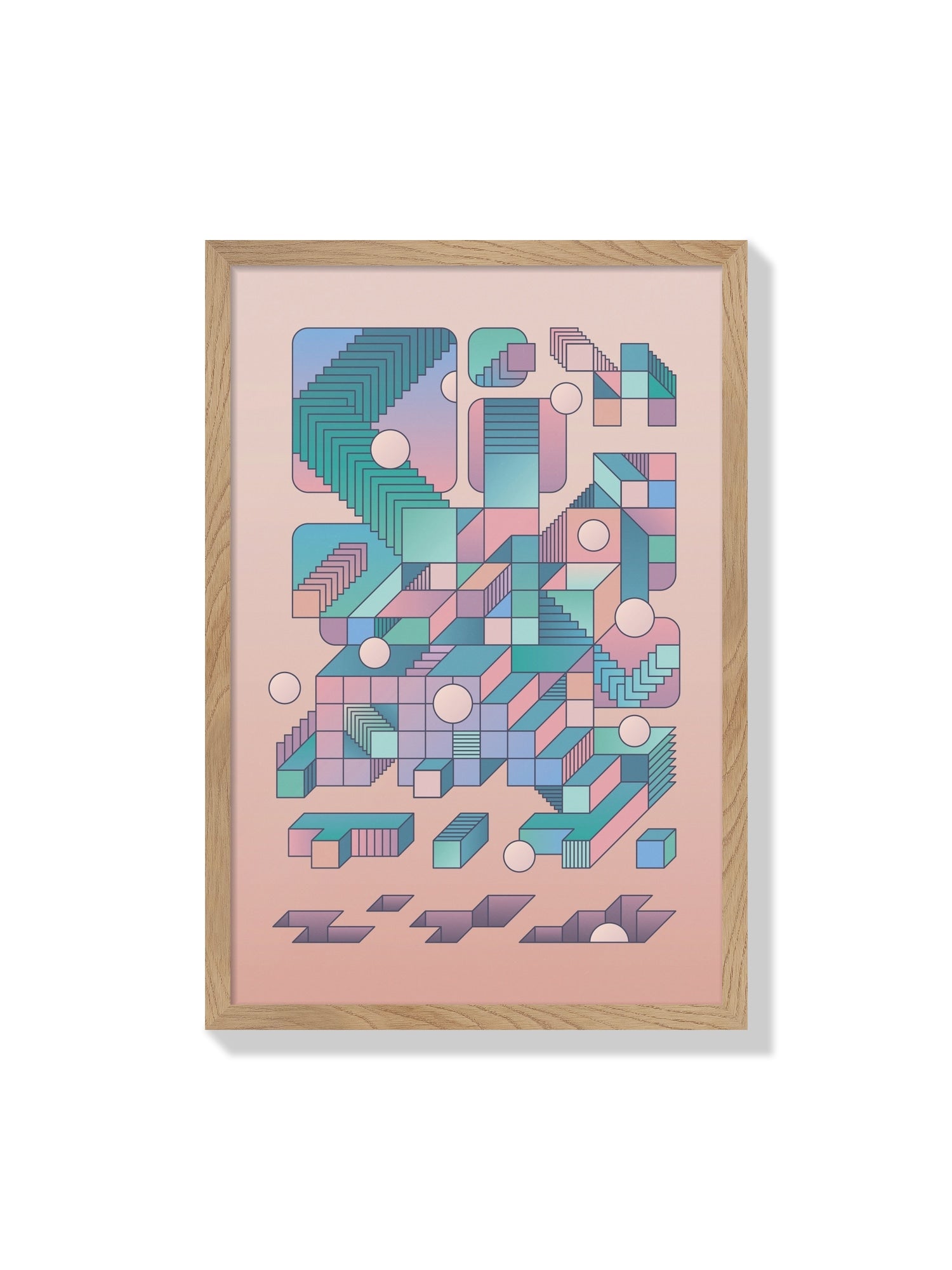 "Shape Shift 05" by Rick Crane, fine art print in Natural Frame displayed upright. |frame=Natural Frame|