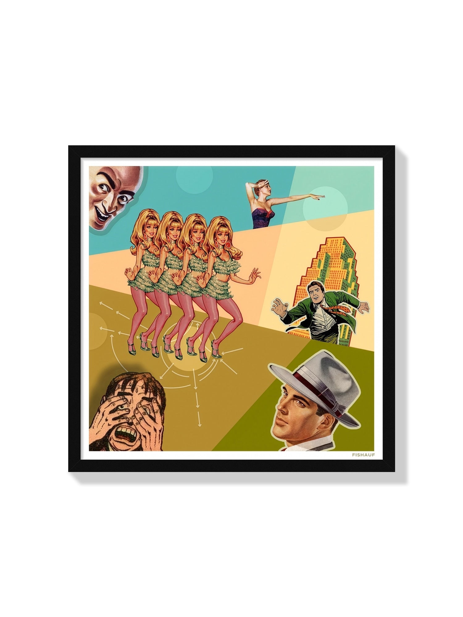 "GO GO" by Louis Fishauf, fine art print in black frame, showcasing vibrant contemporary design. |frame=Black Frame|