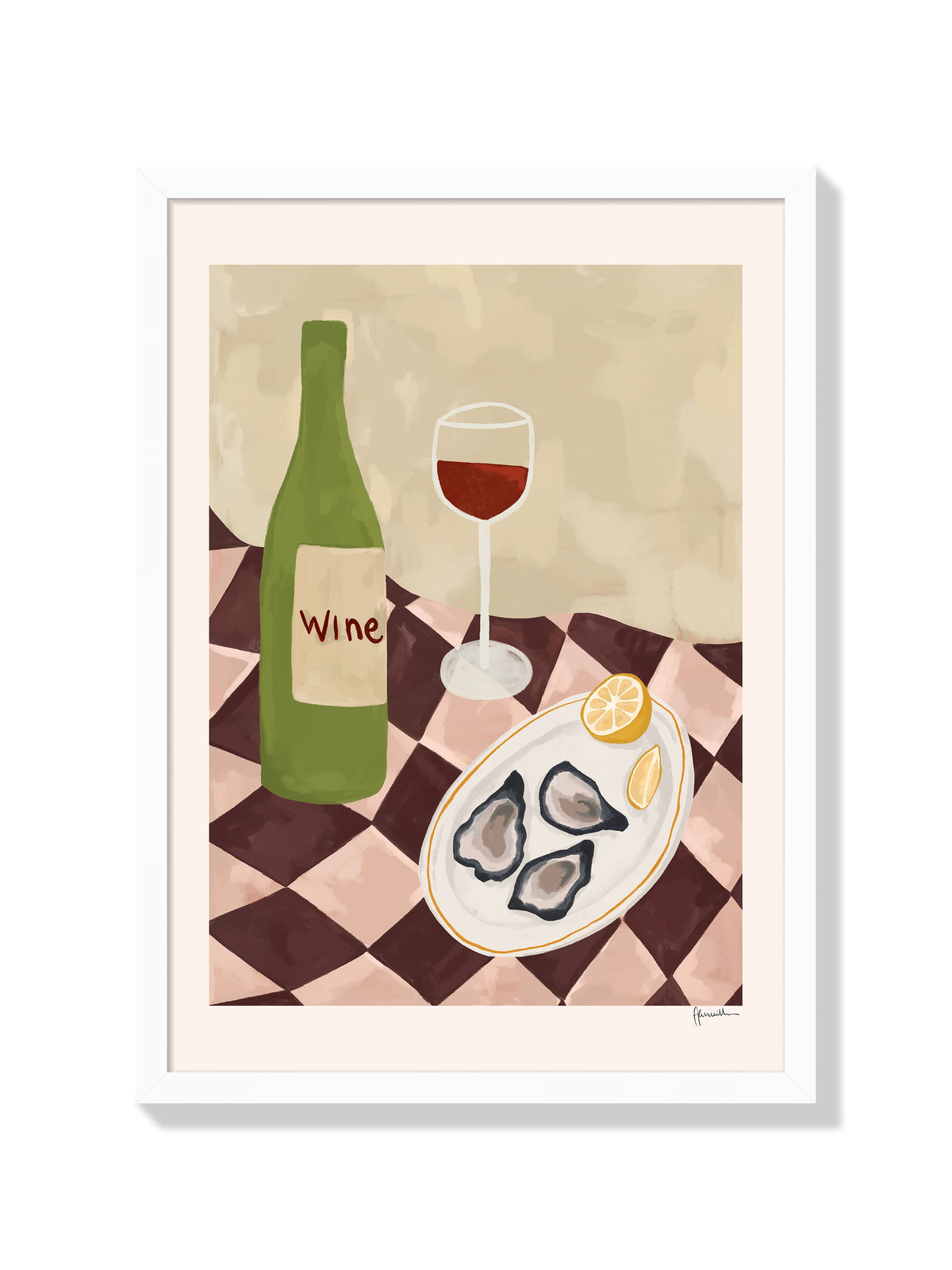 Wine & Oysters - Frankie Penwill - White Frame |frame=White Frame|