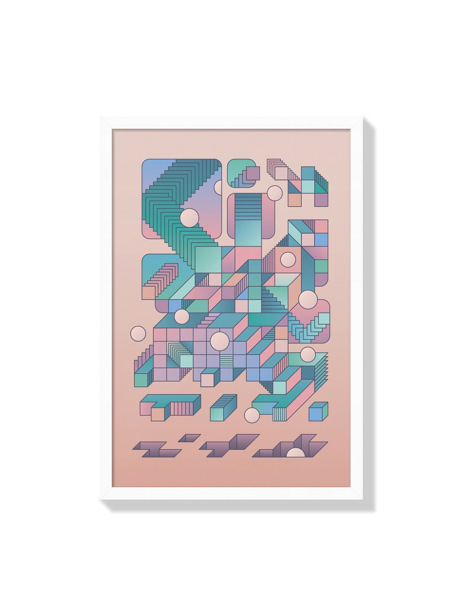 Fine art print "Shape Shift 05" by Rick Crane in white frame displayed. |frame=White Frame|