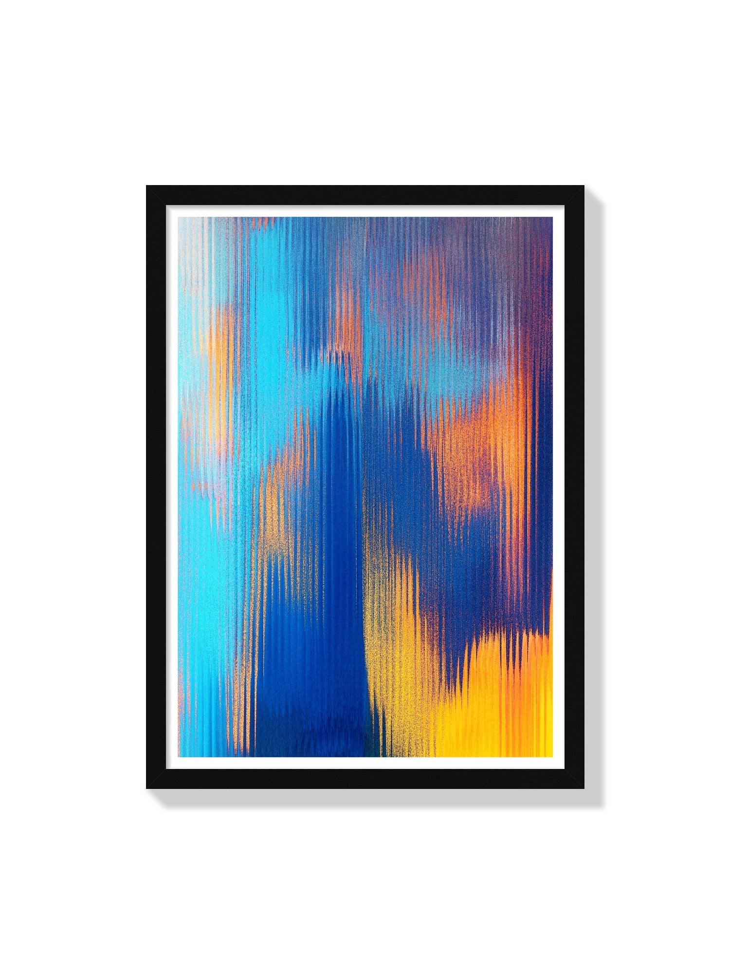 "Glitch 25.731 - Through The Clouds" by Aaron Borchardt in black frame, fine art print featuring abstract cloud patterns. |frame=Black Frame|