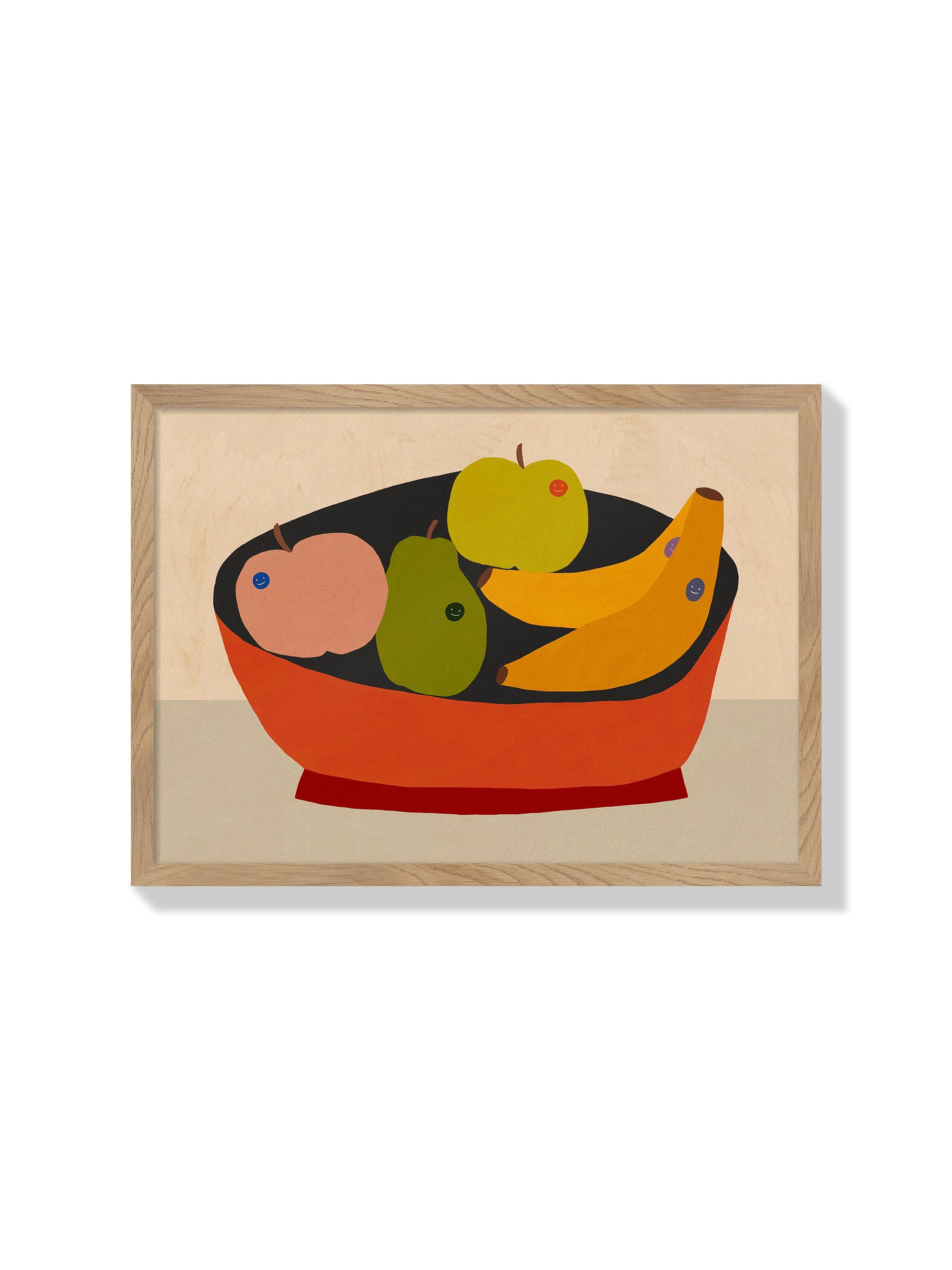 Fruit With Stickers In Fruit Bowl - Sophie Deller - Natural Frame |frame=Natural Frame|
