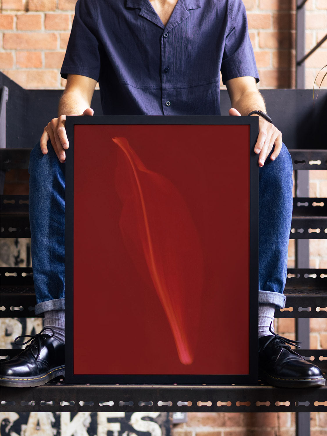 Petal by Simran Pravin fine art print in black frame displayed in a modern interior setting |type=lifestyle|