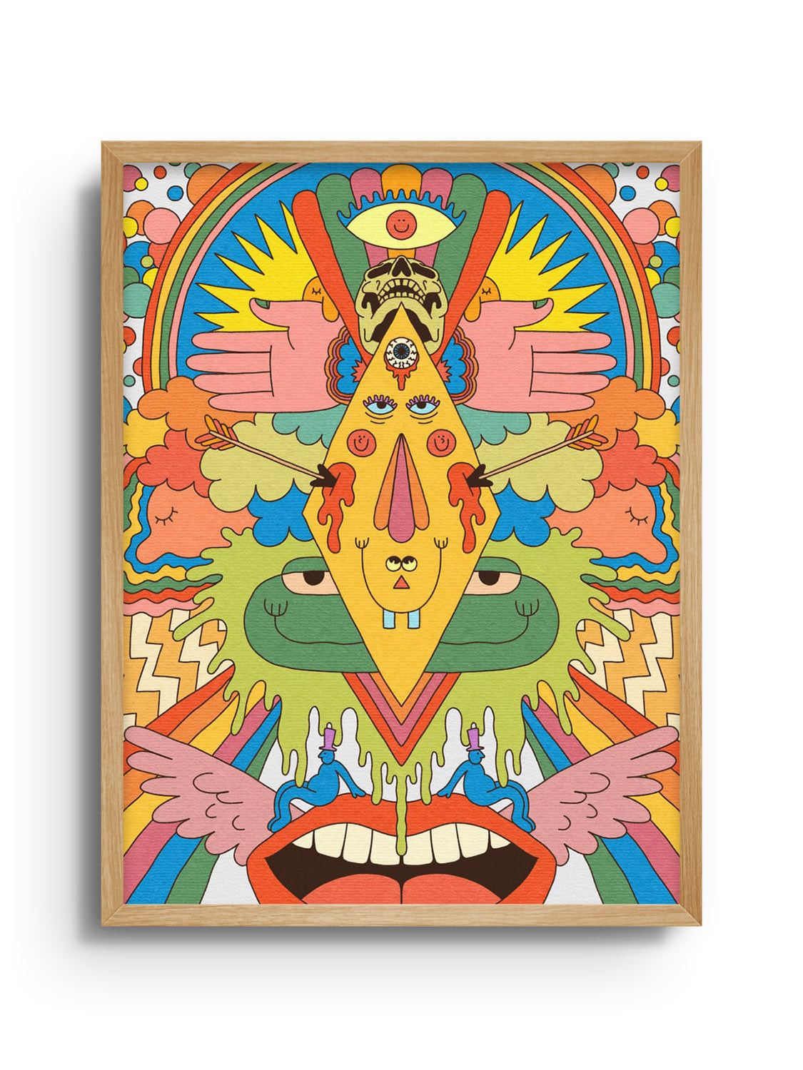 "Vibraphonic" by James Carey displayed in Natural Frame, fine art print showcasing vibrant abstract patterns. |frame=Natural Frame|