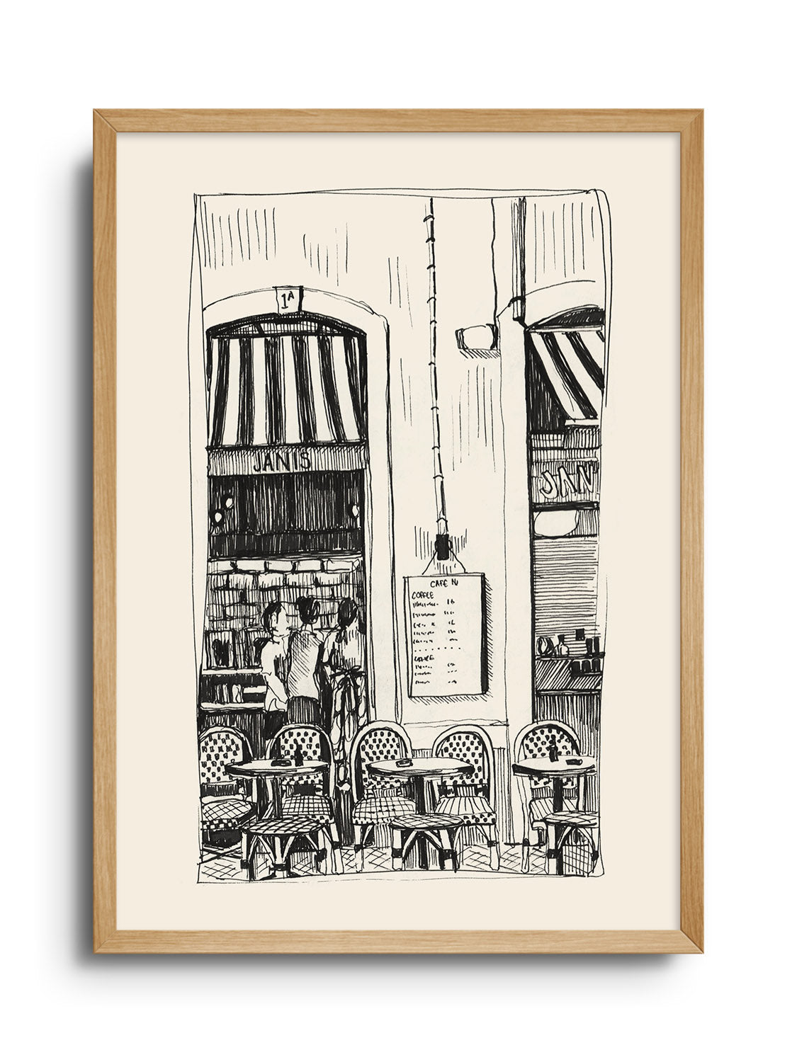 Cafe Janis by Emma Louise fine art print in a natural frame |frame=Natural Frame|