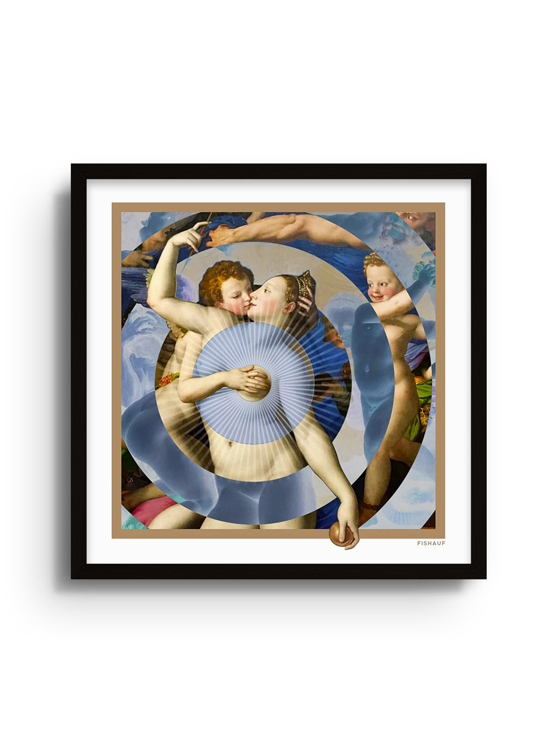 "THE KISS" by Louis Fishauf, fine art print in black frame. |frame=Black Frame|