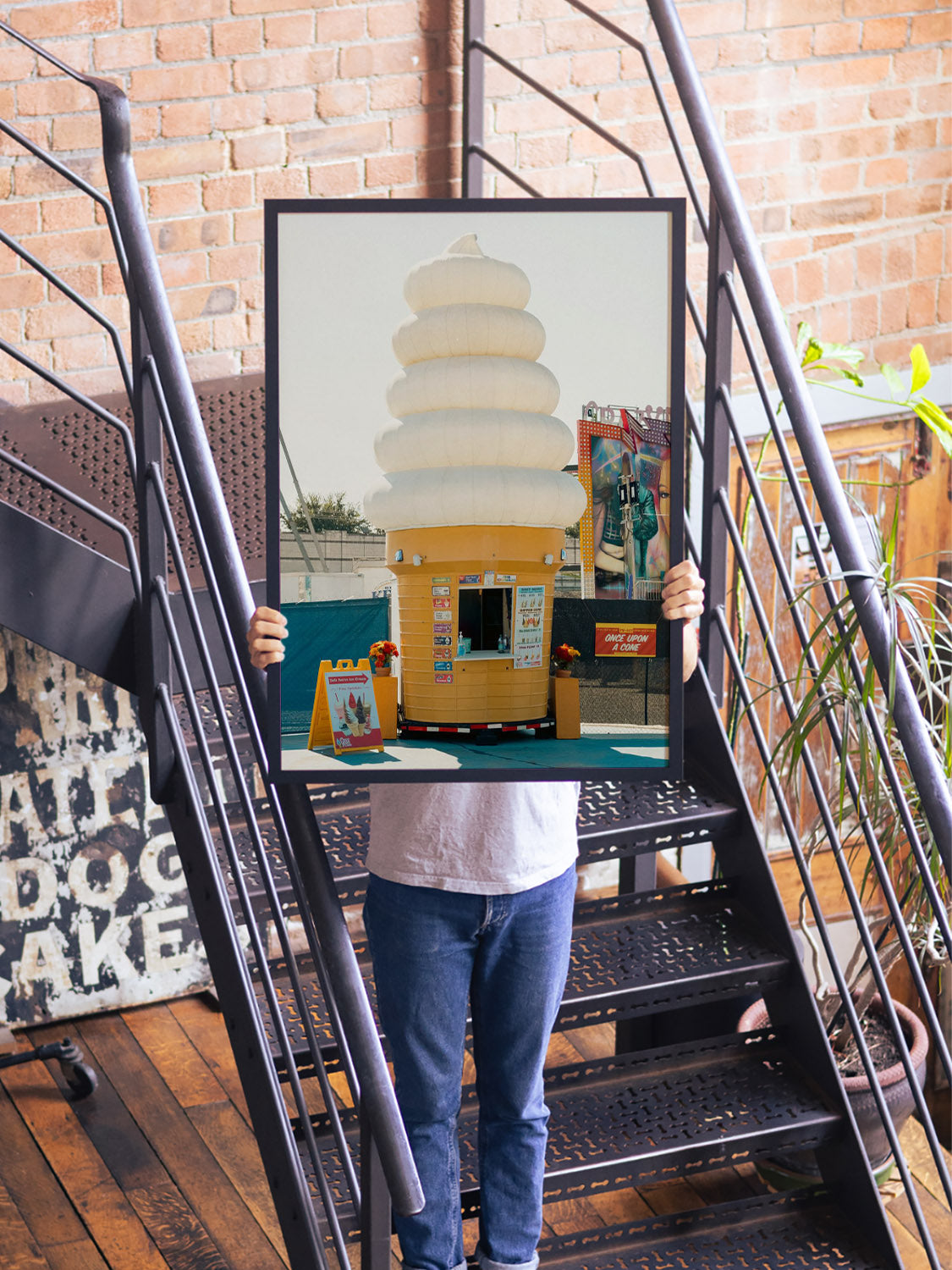 "Once Upon A Cone by Philip Jobling, fine art print in black frame, displayed in a styled interior setting."