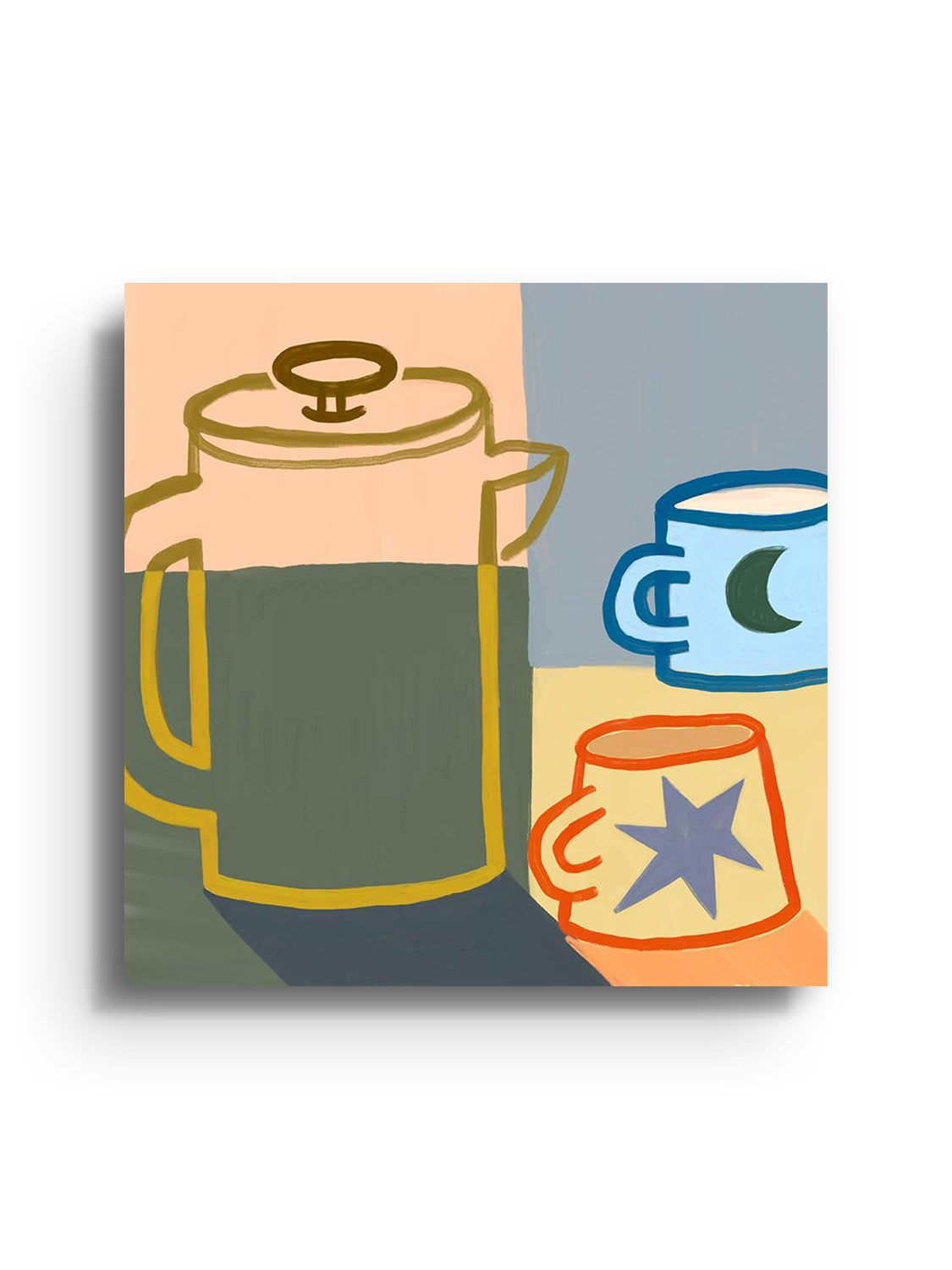 "Moon & Stars Coffee" fine art print by Sophia Sky, unframed, depicting a celestial-themed coffee design art piece. |frame=Unframed|