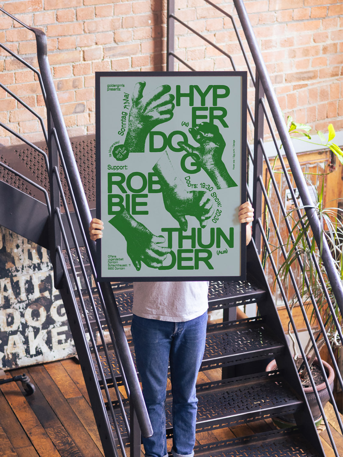 "Hyperdog" by Jérôme Bizien in white frame displayed in modern interior setting, fine art print wall decor. |type=lifestyle|