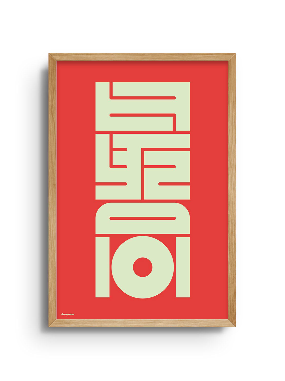 Fine art print "最高#2 (Awesome)" by Kenichi Minami in natural frame on display.